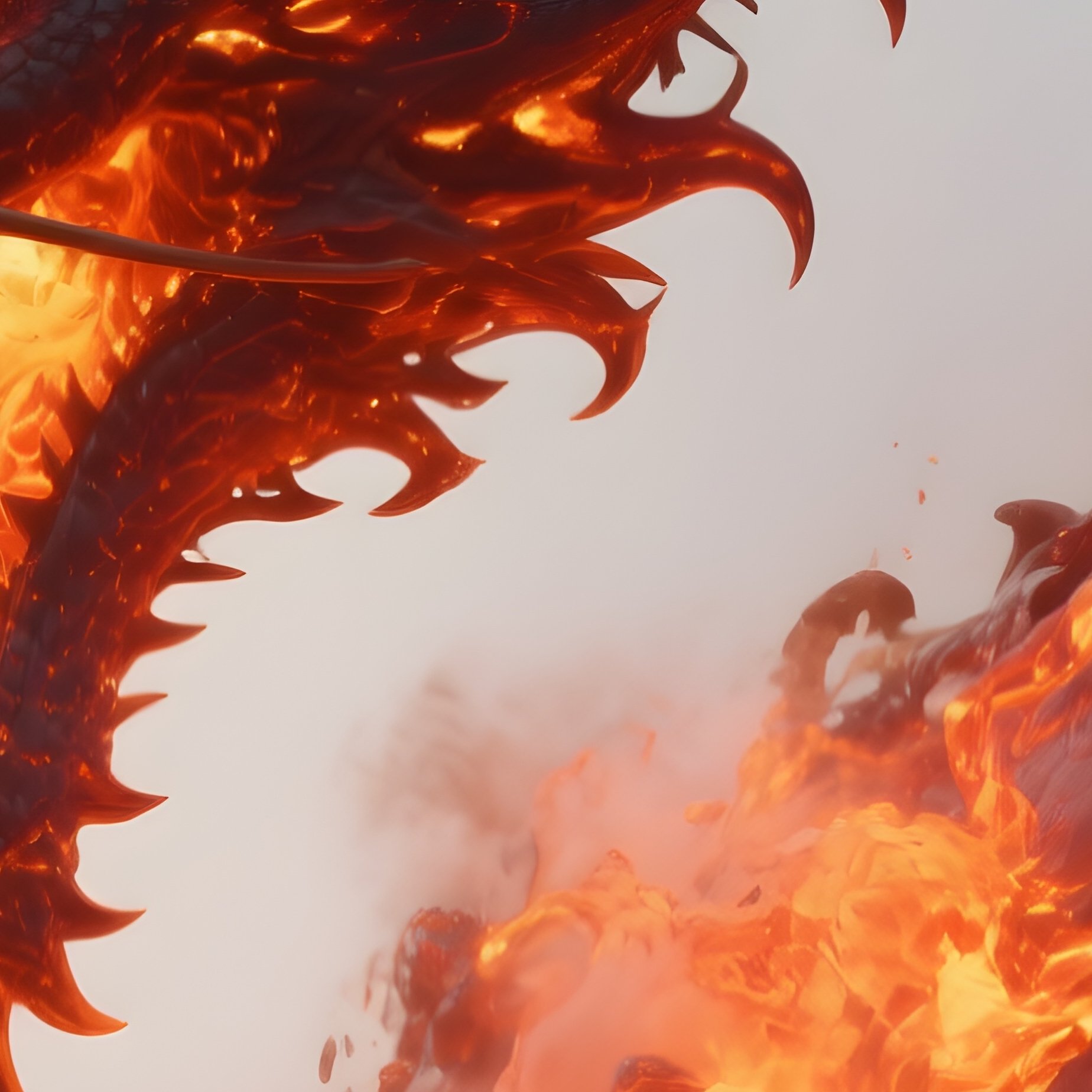Photorealistic Image: A Colossal Fire Dragon Made Of Molten Lava Emerging From A Volcano. - Full Resolution Quality Preview