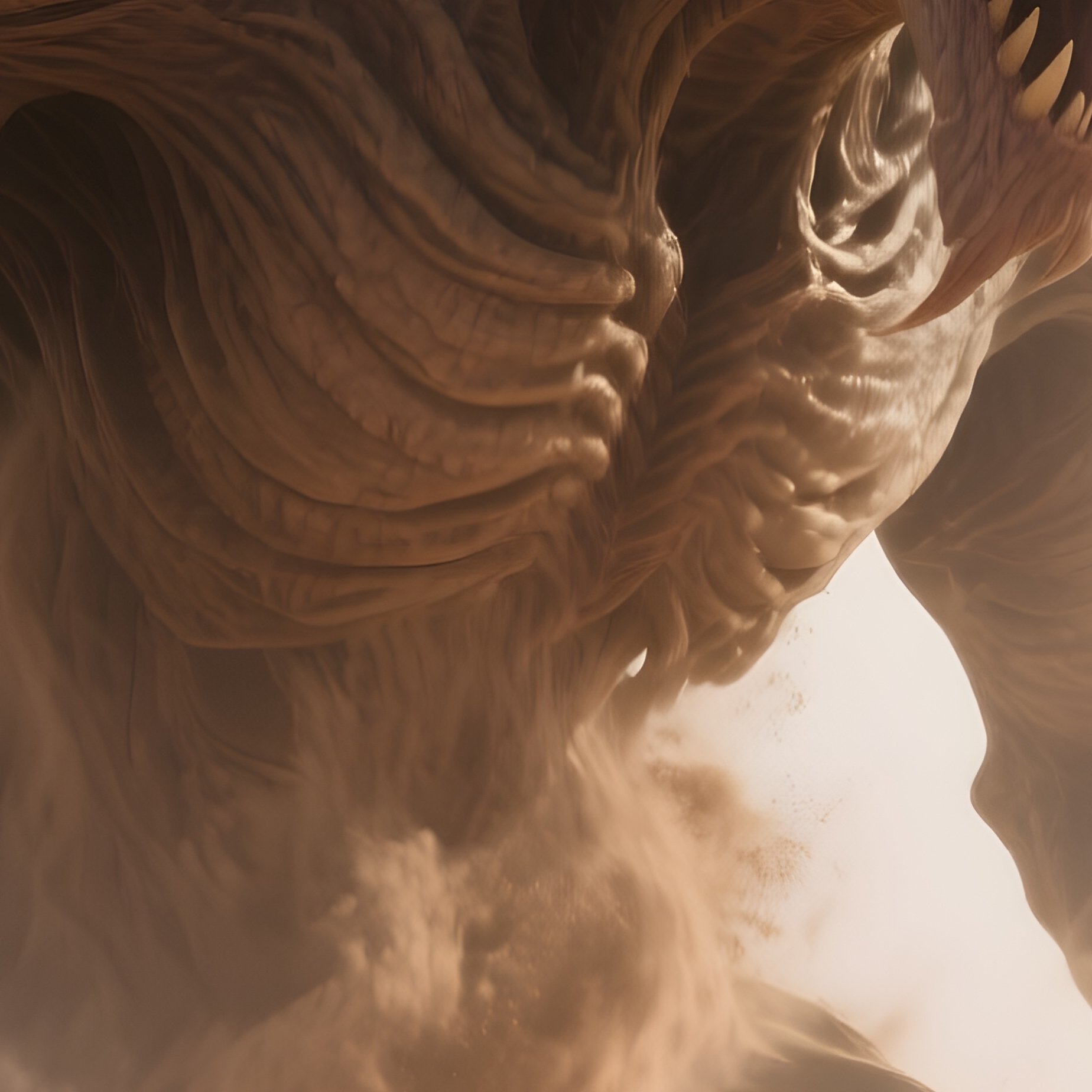 Photorealistic Image: A Colossal Sand Demon Rising From Dunes. - Full Resolution Quality Preview