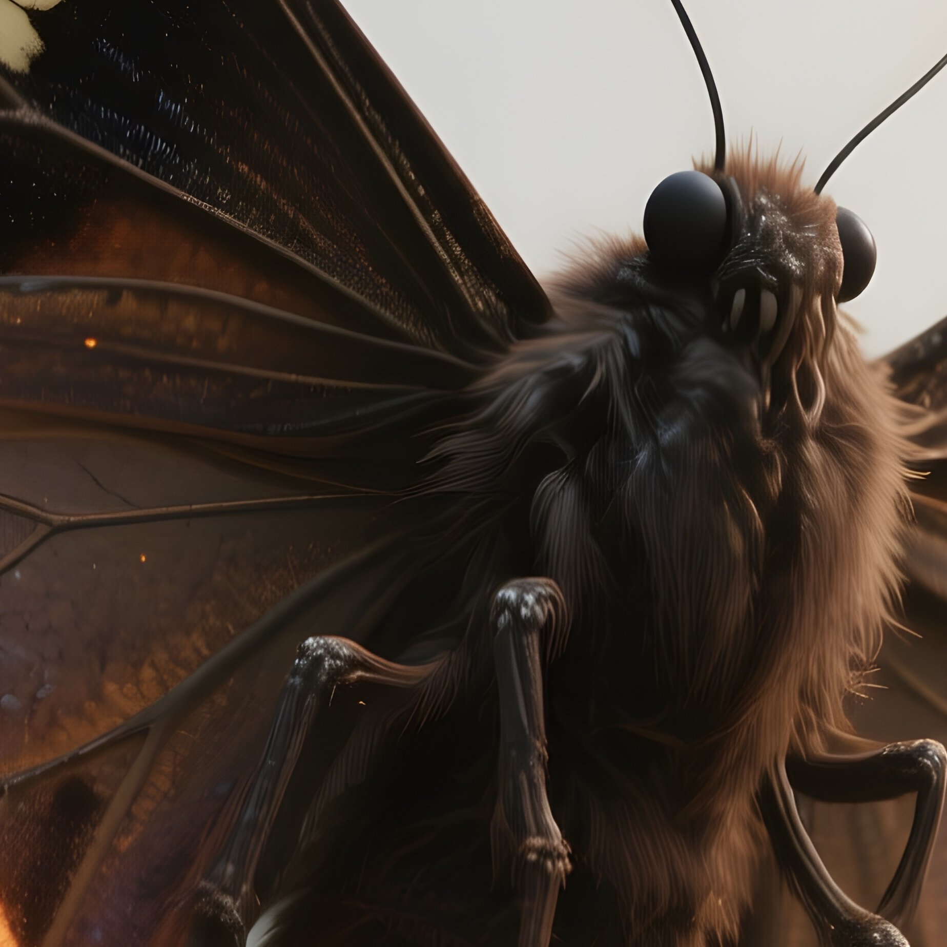 Photorealistic Image: A Corrupted Moth Creature With Torn Glowing Wings. - Full Resolution Quality Preview