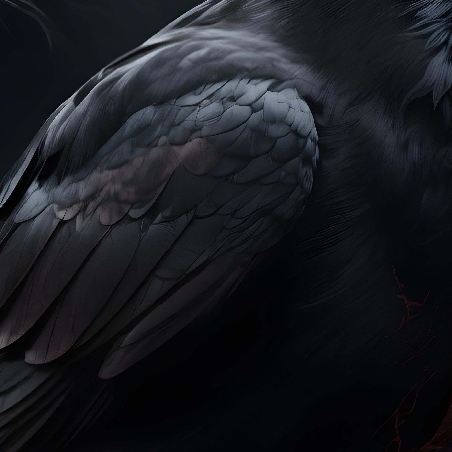 Photorealistic Image: A Cursed Crow With Multiple Shadowy Heads. - Full Resolution Quality Preview
