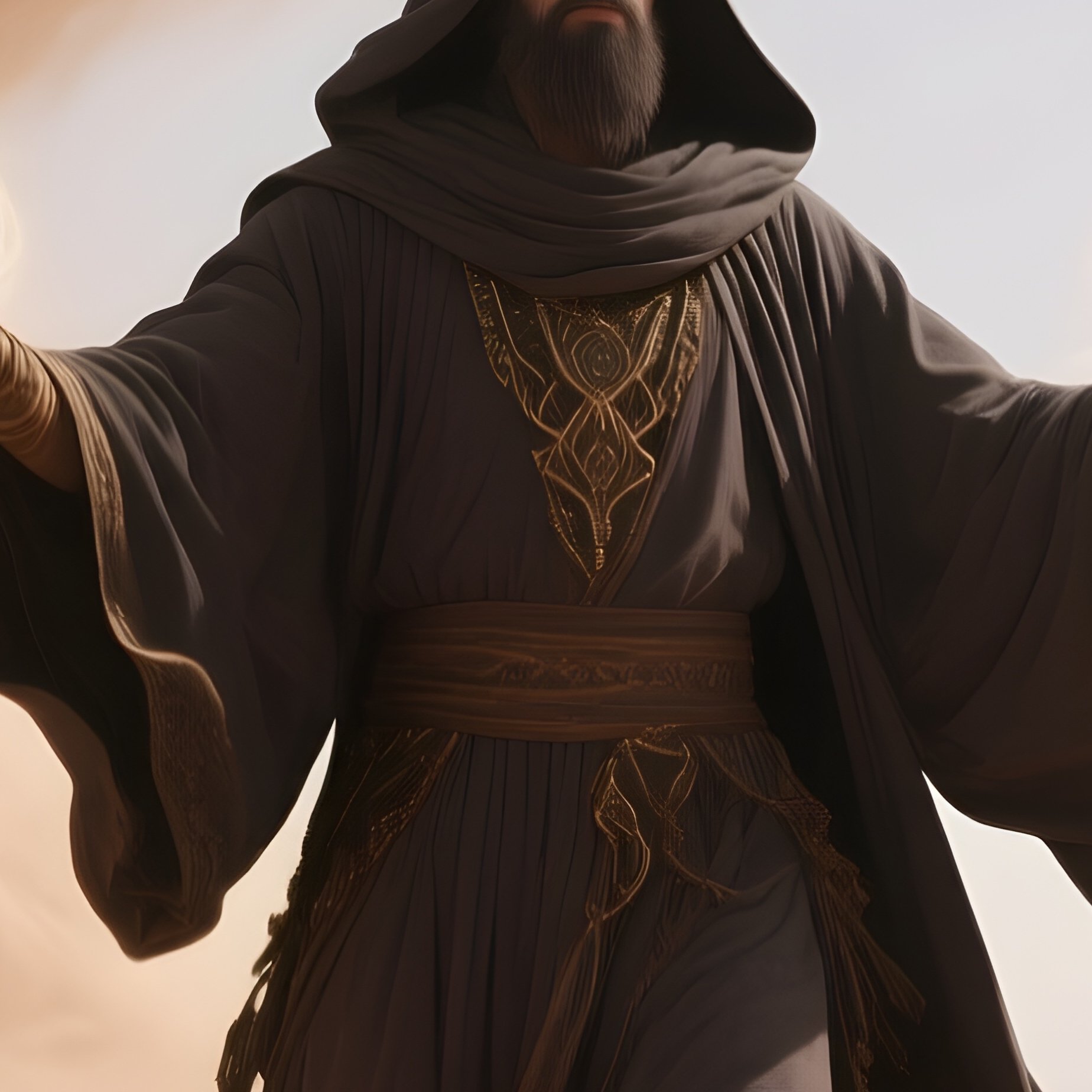 Photorealistic Image: A Desert Sorcerer Summoning Swirling Sandstorms. - Full Resolution Quality Preview