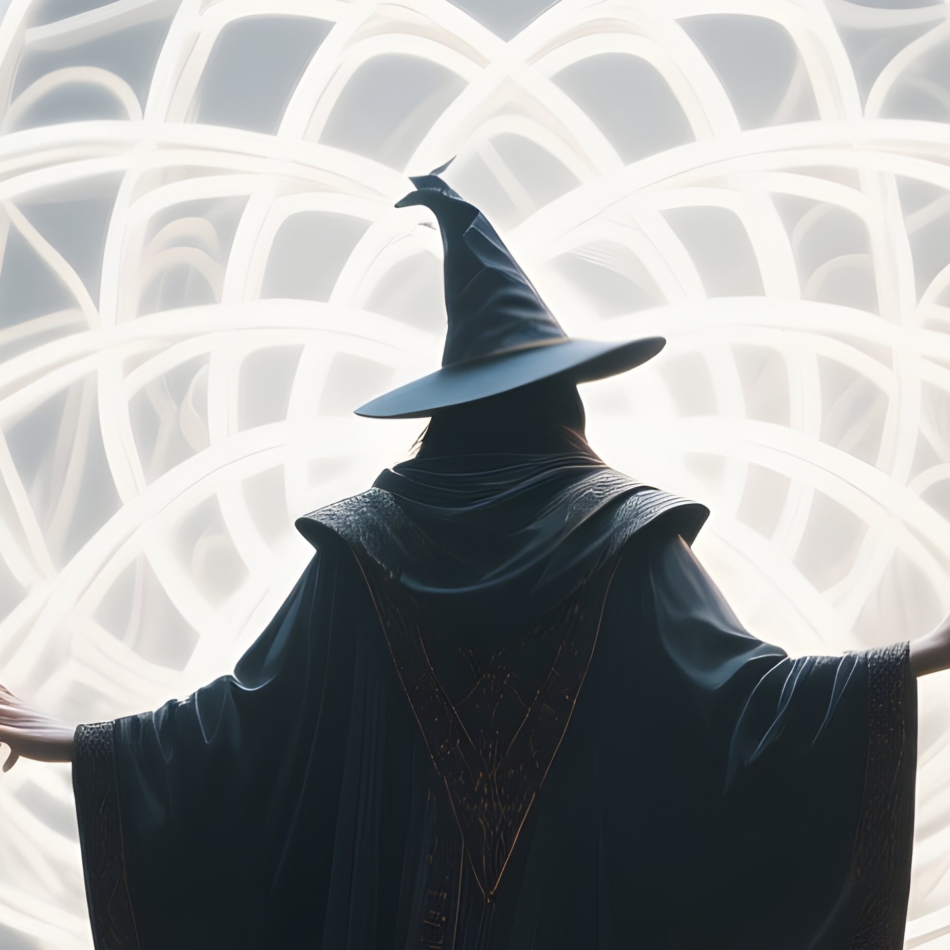 Photorealistic Image: A Dimension Wizard Opening Fractal Gateways. - Full Resolution Quality Preview