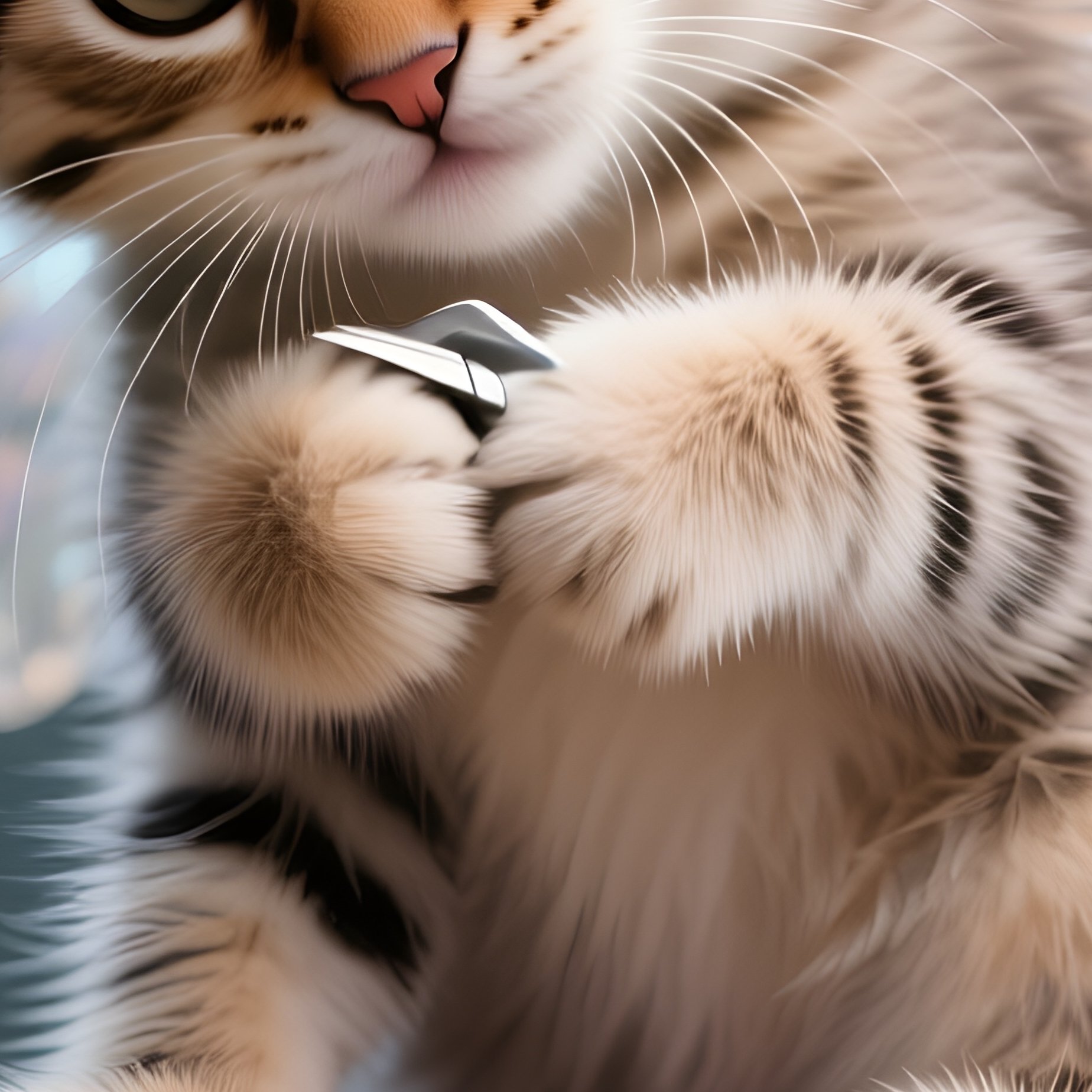 Photorealistic Image: A Fairy Kitten With Crystal Wings Grooming Itself Atop A Mushroom. - Full Resolution Quality Preview