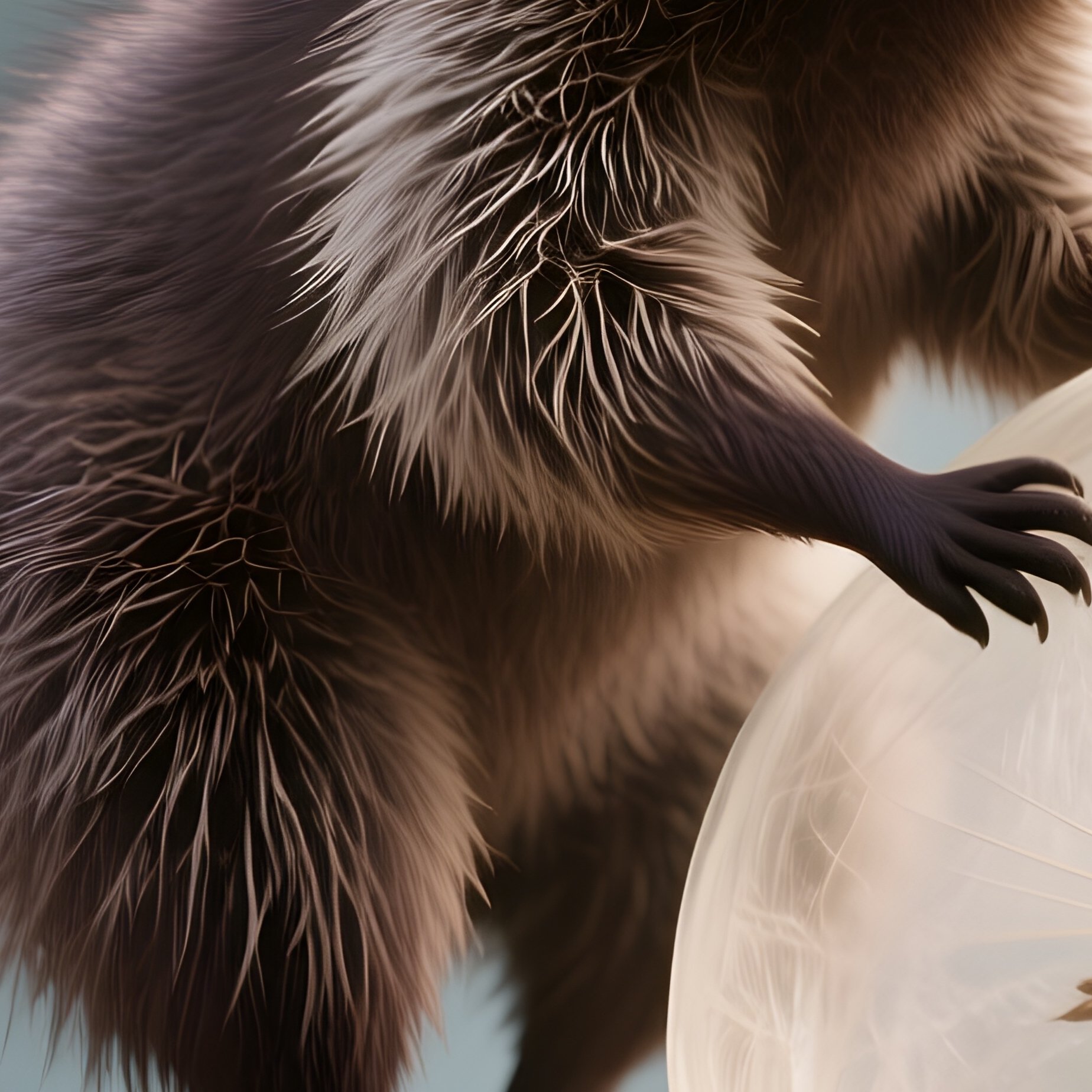 Photorealistic Image: A Fairy Raccoon Riding A Floating Thistle Seed. - Full Resolution Quality Preview