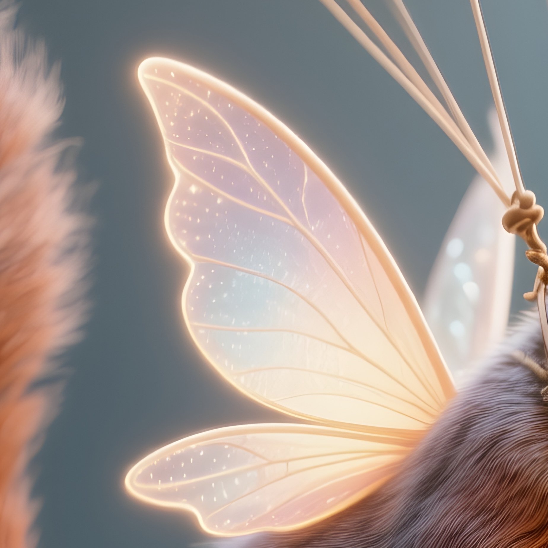 Photorealistic Image: A Fairy Squirrel Using Its Tail As A Glowing Parachute. - Full Resolution Quality Preview