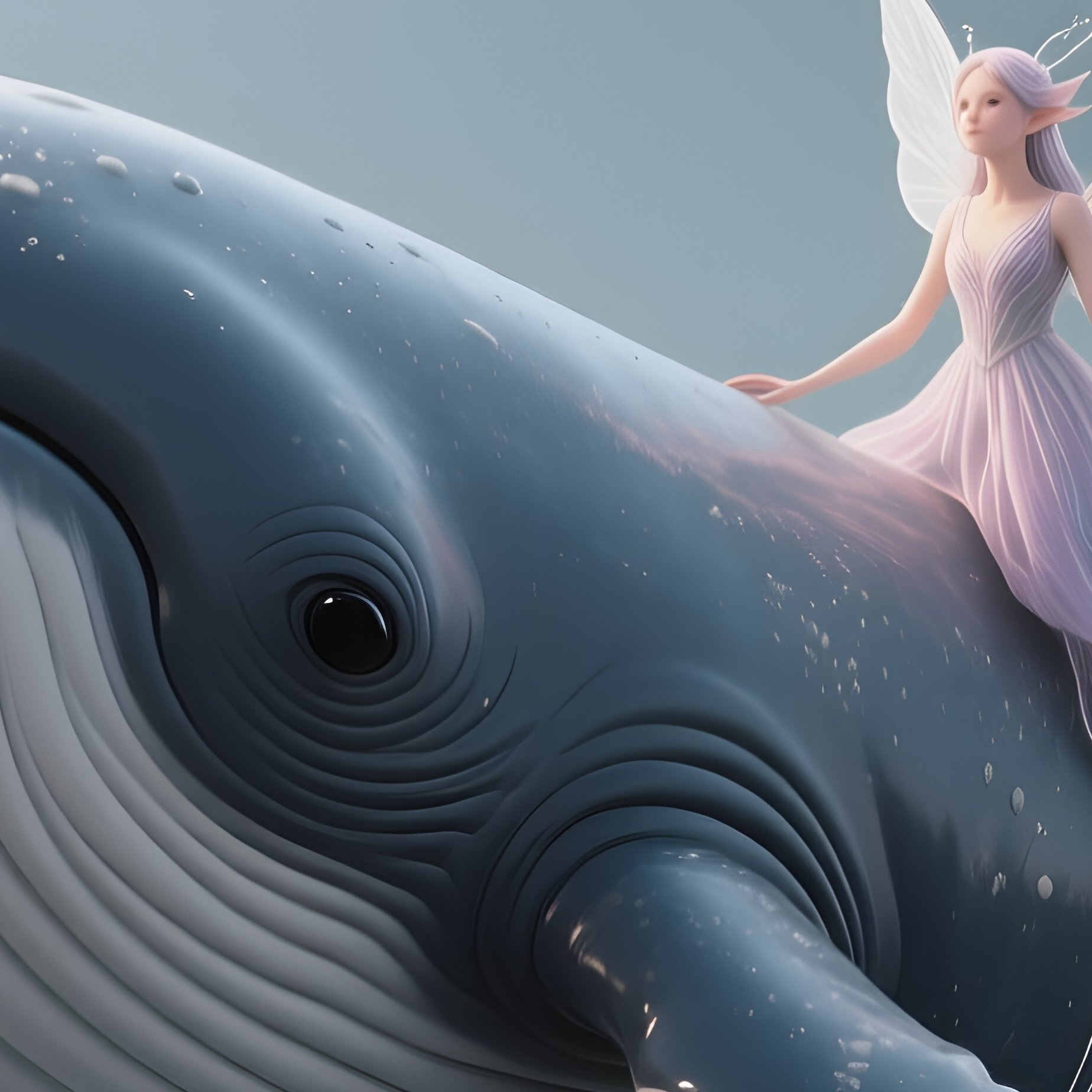 Photorealistic Image: A Fairy Whale Floating Like A Balloon. - Full Resolution Quality Preview
