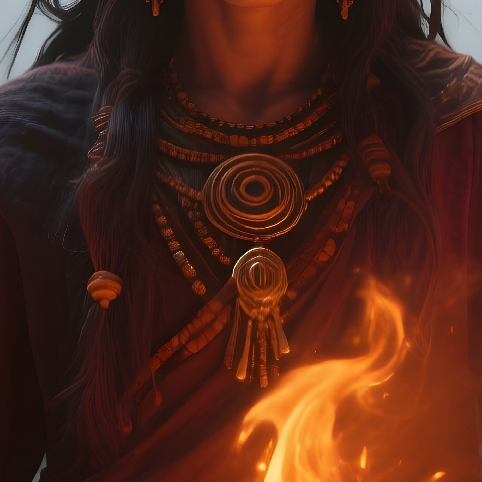 Photorealistic Image: A Fire Shaman Summoning Ember Spirits. - Full Resolution Quality Preview