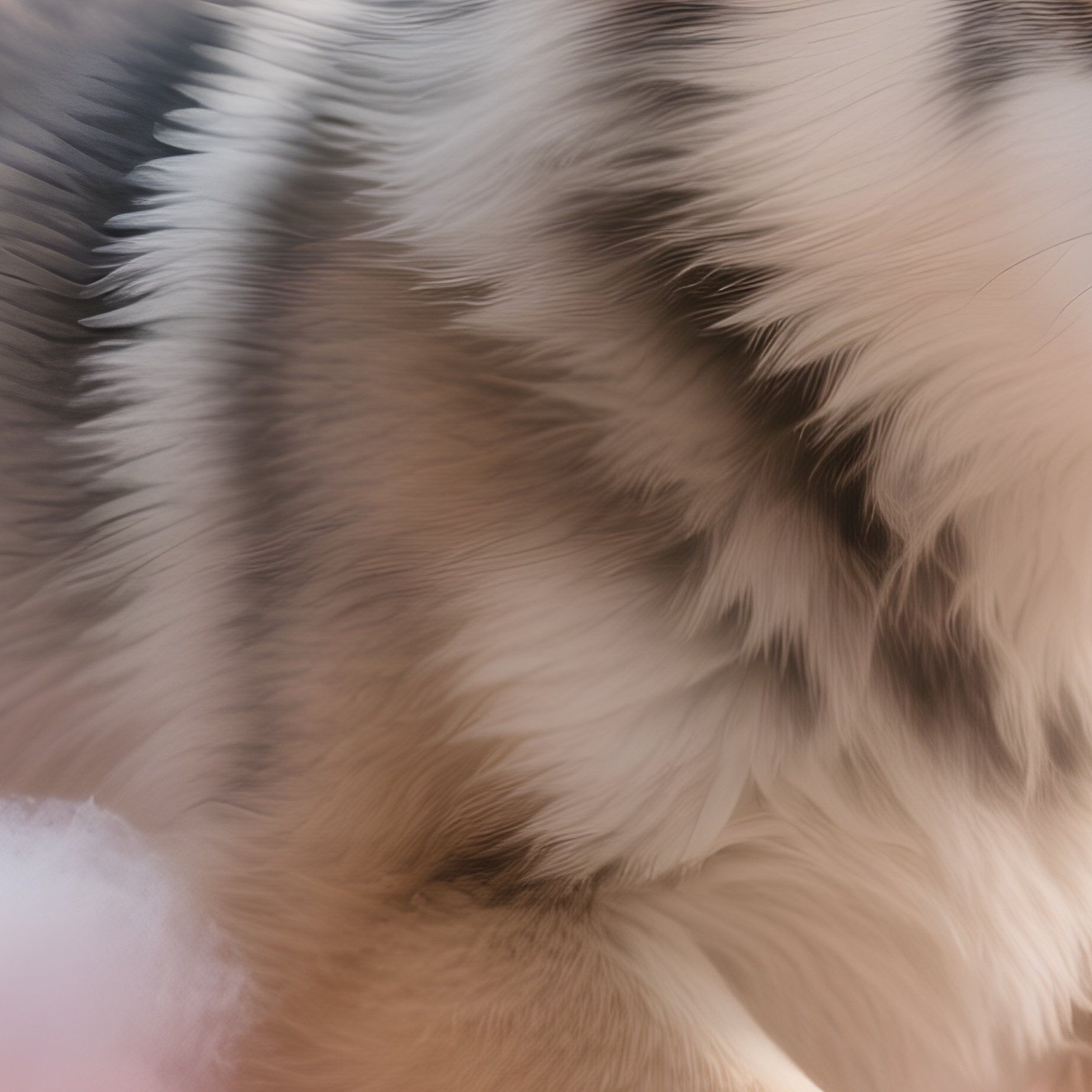 Photorealistic Image: A Floating Cotton Candy Wolf Pup Wagging Softly. - Full Resolution Quality Preview