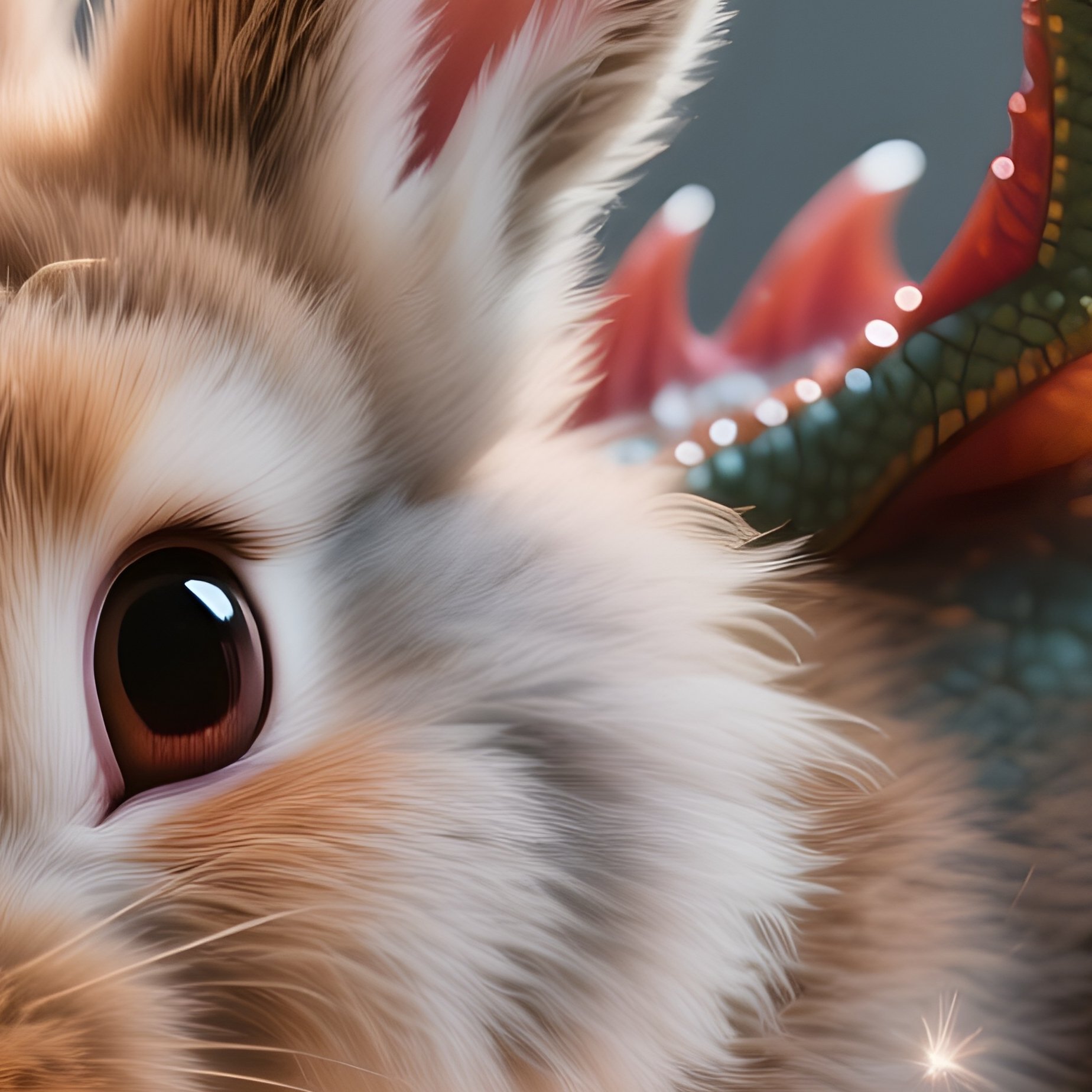Photorealistic Image: A Fluffy Dragon Bunny Rolling In Sparkles. - Full Resolution Quality Preview