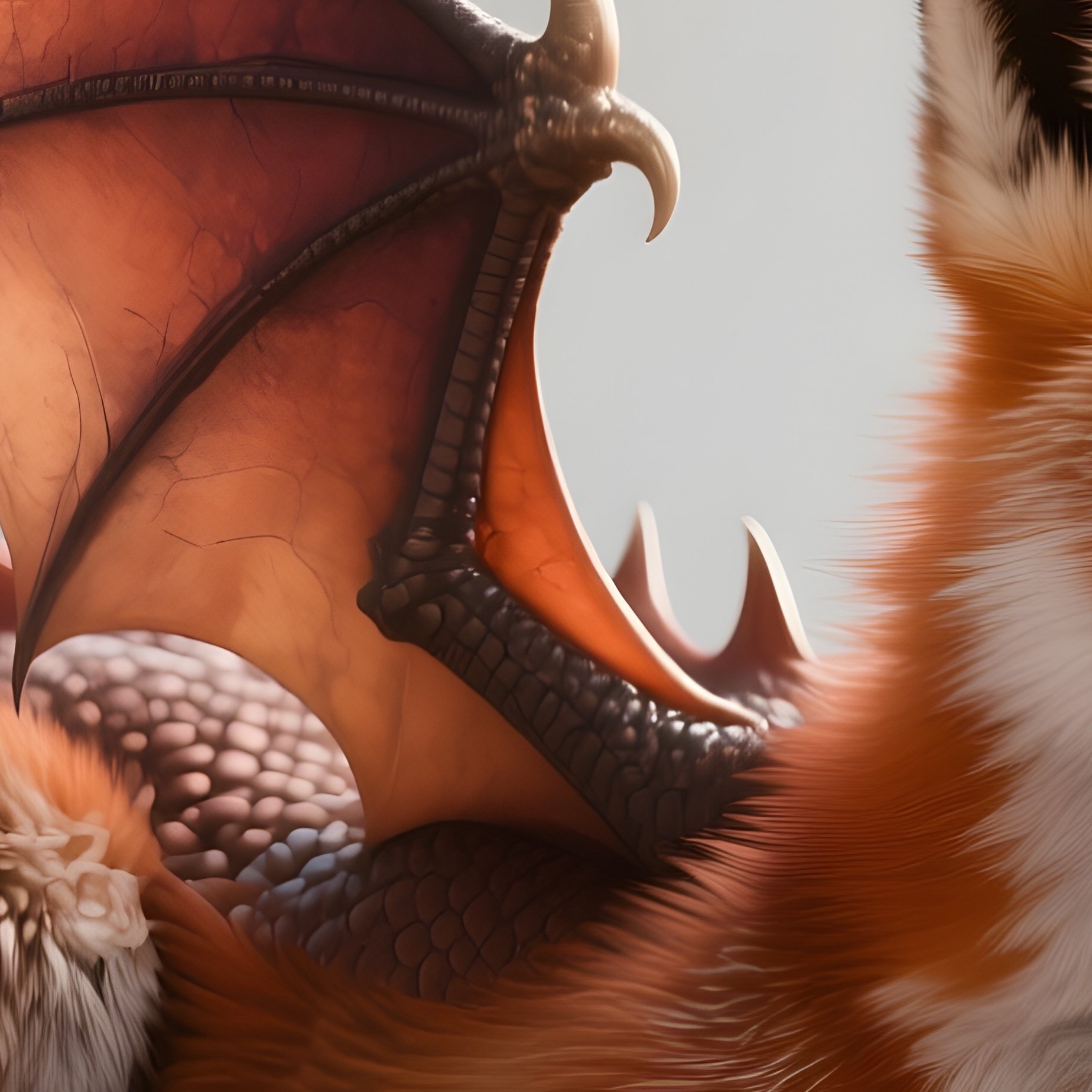 Photorealistic Image: A Fox Dragon Hybrid Rolling In Floating Flower Petals. - Full Resolution Quality Preview