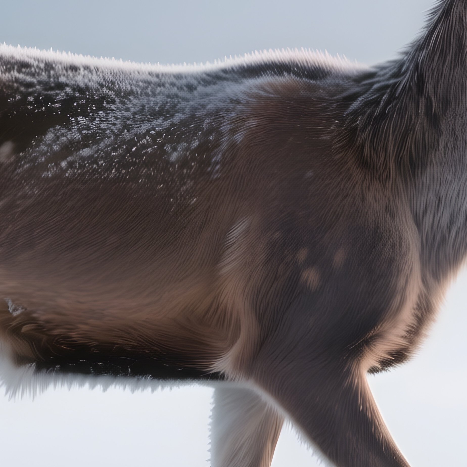 Photorealistic Image: A Frost Deer Walking Across Frozen Air. - Full Resolution Quality Preview