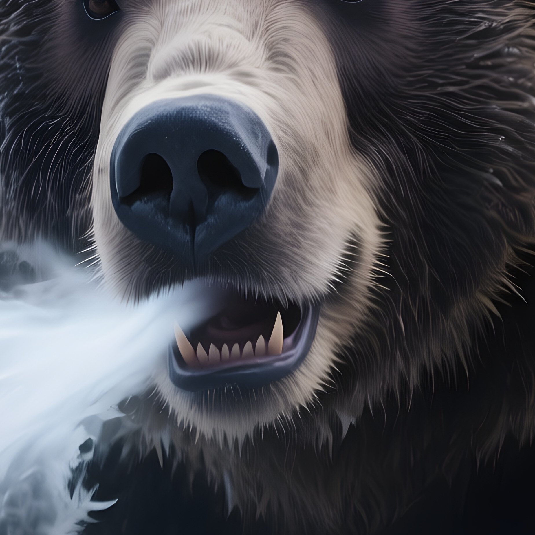 Photorealistic Image: A Frost Demon Bear Breathing Icy Storms. - Full Resolution Quality Preview