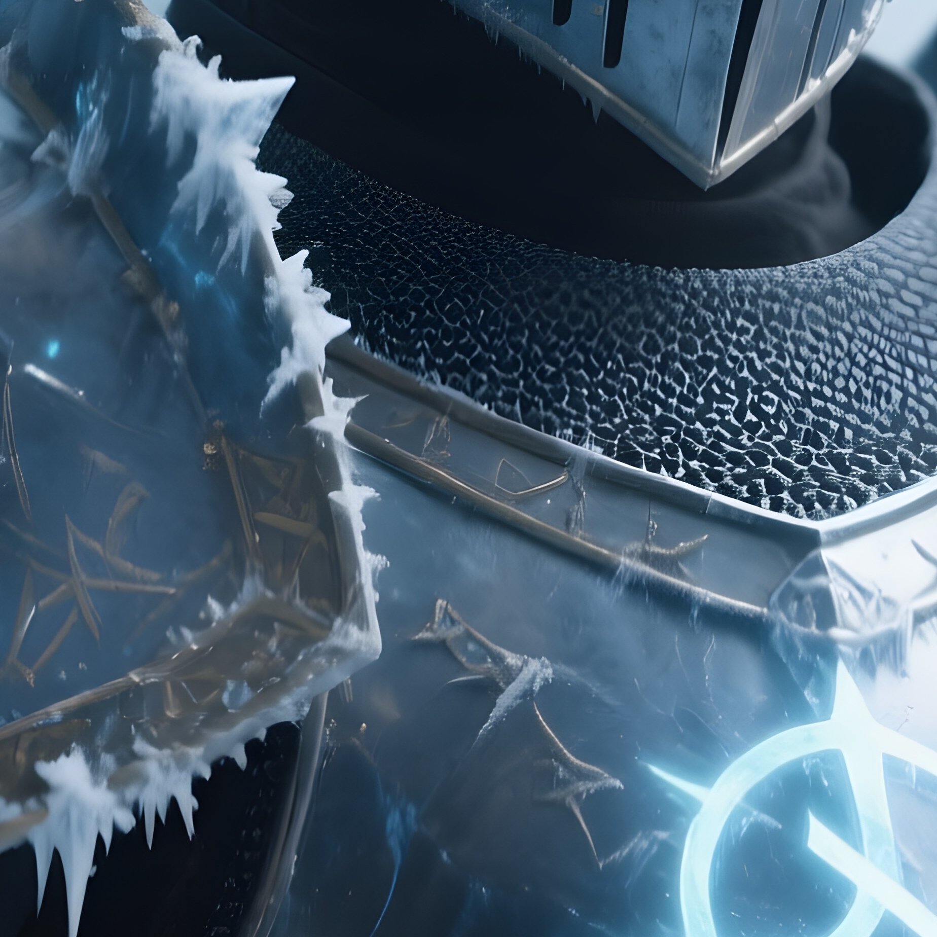 Photorealistic Image: A Frost Knight With Icy Armor And Glowing Runes. - Full Resolution Quality Preview