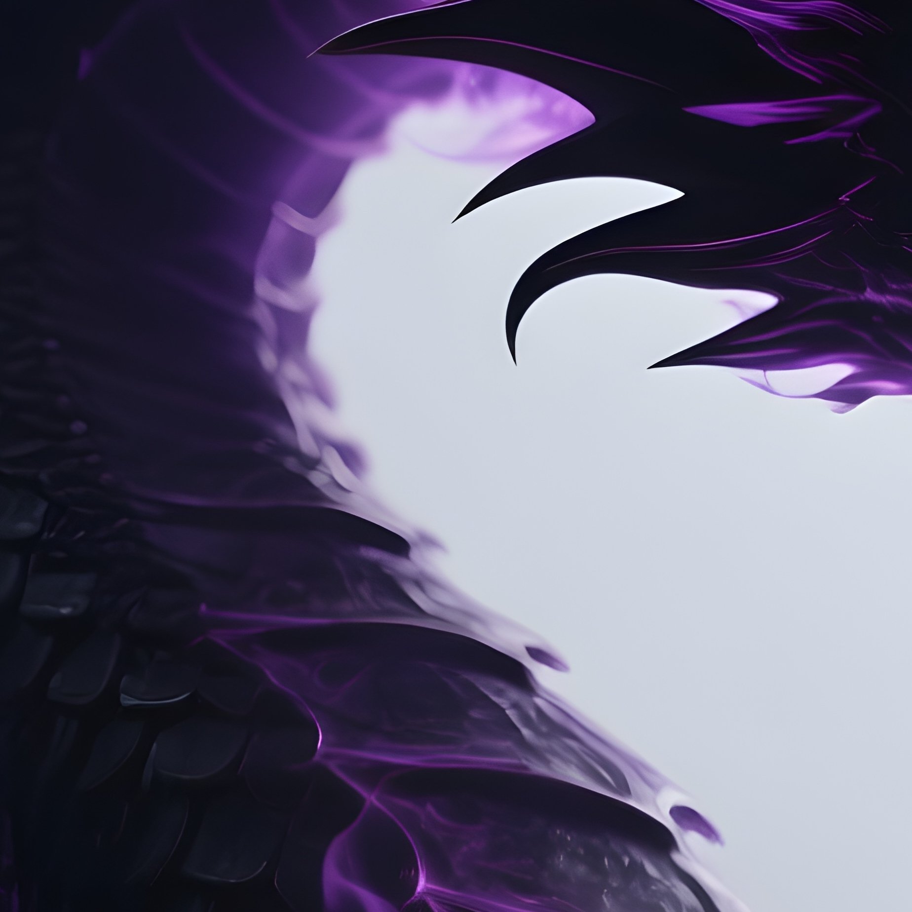 Photorealistic Image: A Ghost Dragon Emitting Black Purple Flame. - Full Resolution Quality Preview