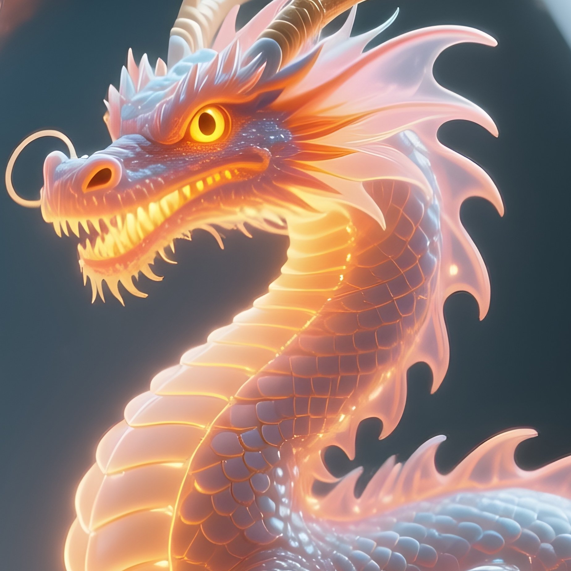 Photorealistic Image: A Glowing Jelly Dragon Perched Inside A Water Droplet. - Full Resolution Quality Preview