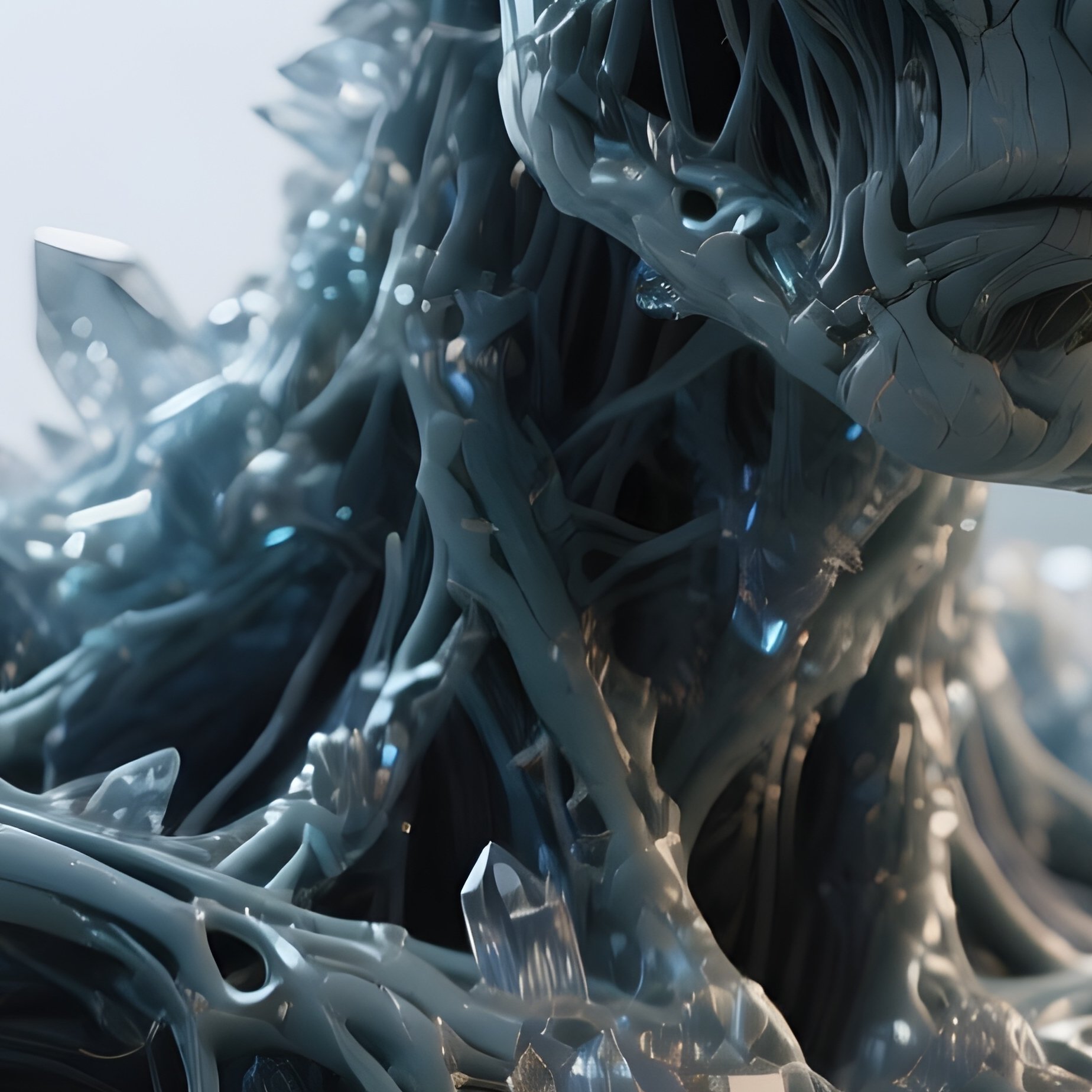 Photorealistic Image: A Golem Made Entirely Of Living Crystal Fractals. - Full Resolution Quality Preview