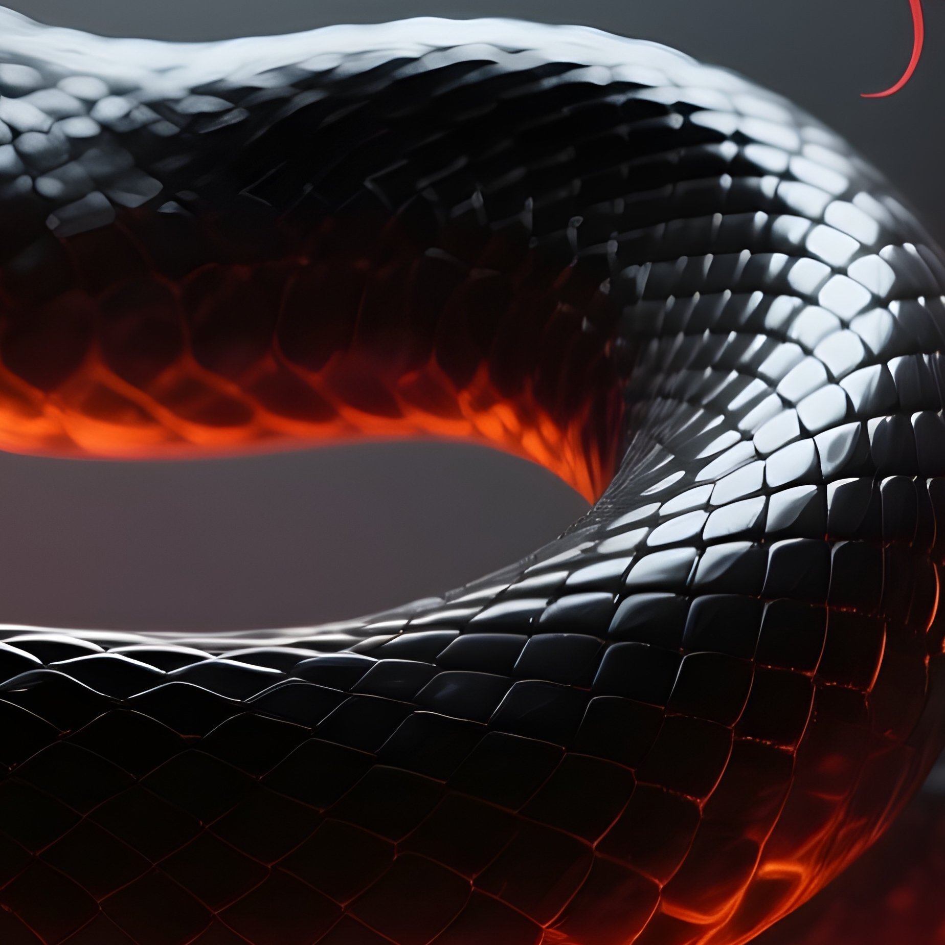 Photorealistic Image: A Hell Serpent Twisting Through Black Fire. - Full Resolution Quality Preview