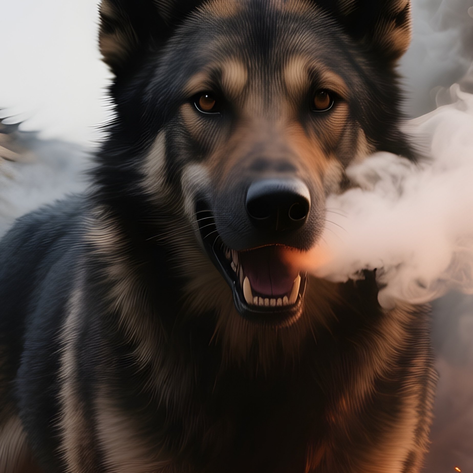 Photorealistic Image: A Hellhound Pack Breathing Smoke And Embers. - Full Resolution Quality Preview