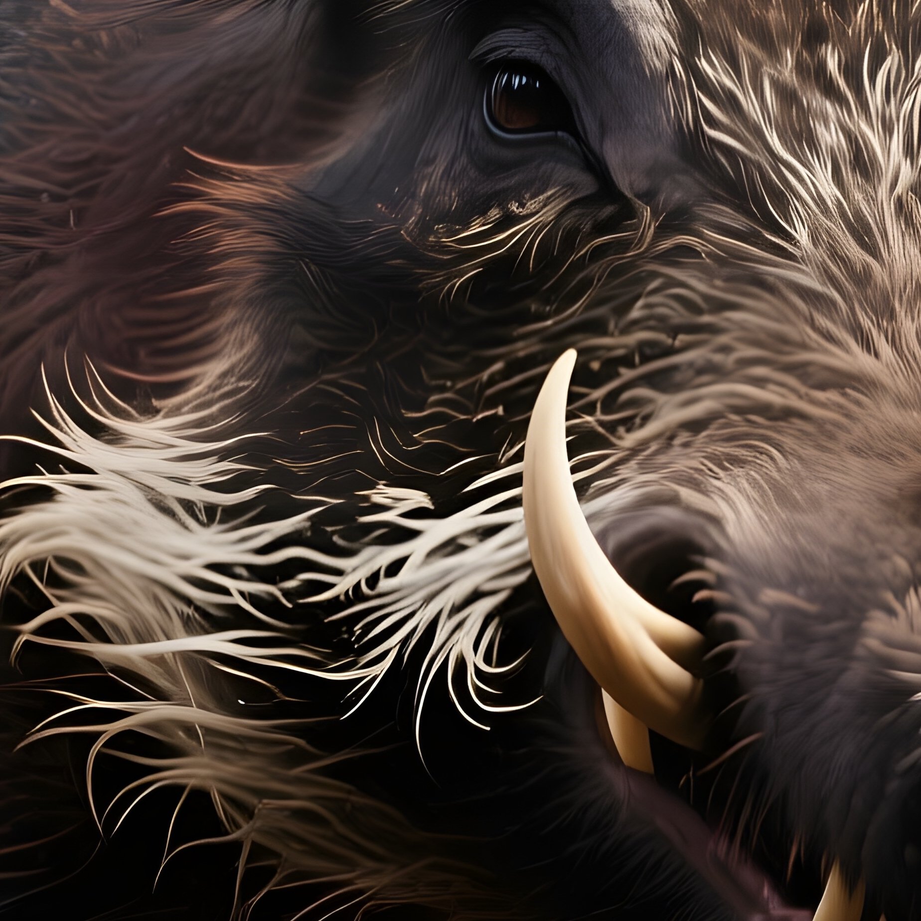 Photorealistic Image: A Horned Boar Creature Tearing Through Earth. - Full Resolution Quality Preview