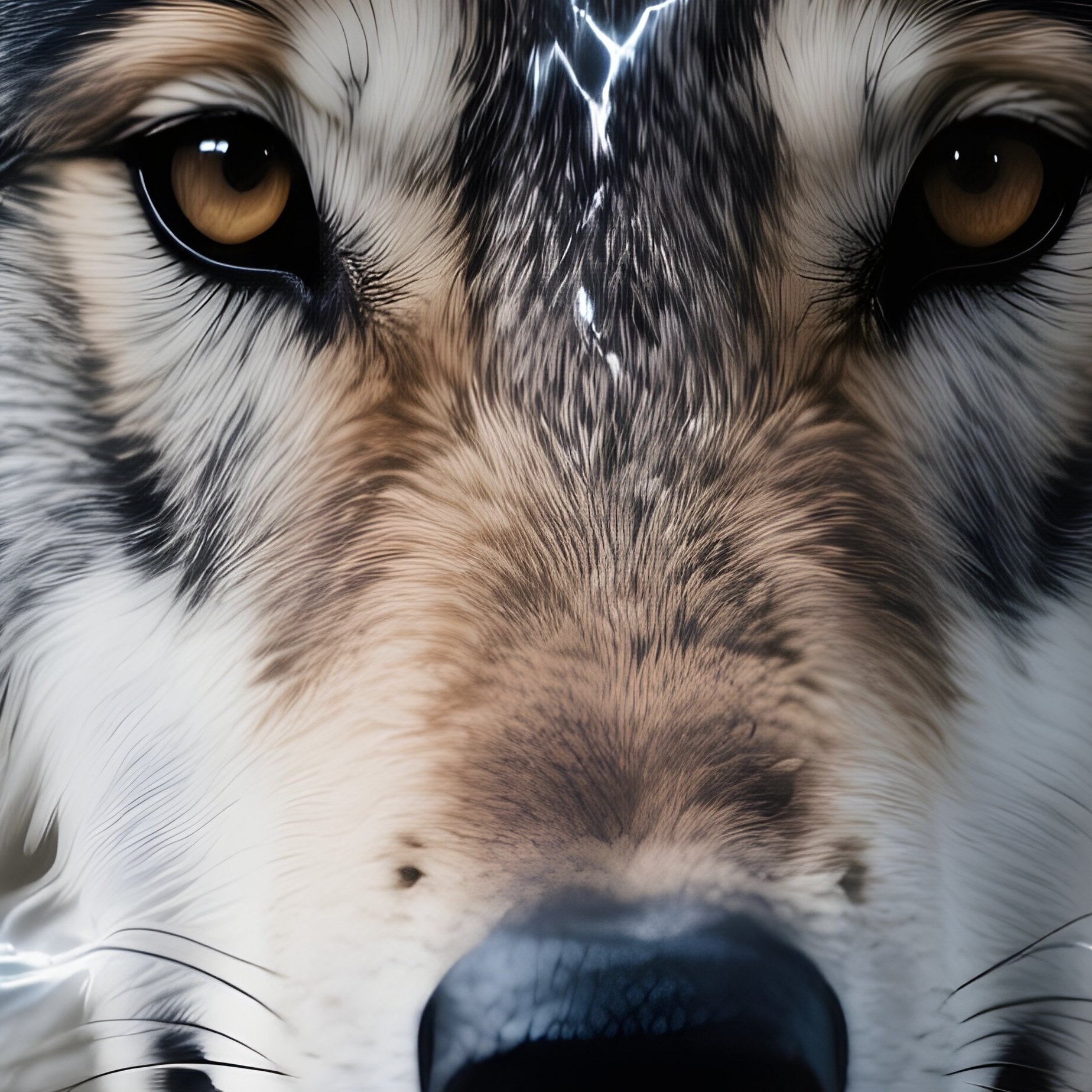 Photorealistic Image: A Lightning Charged Wolf Cracking With Static. - Full Resolution Quality Preview