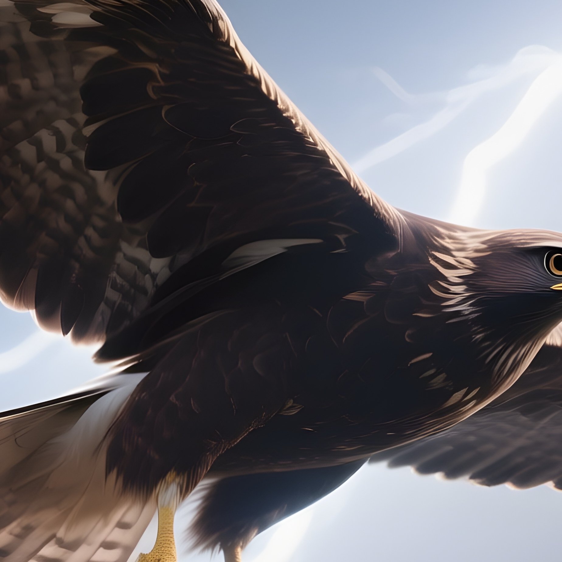 Photorealistic Image: A Lightning Hawk Streaking Across The Sky In Blinding Flashes. - Full Resolution Quality Preview