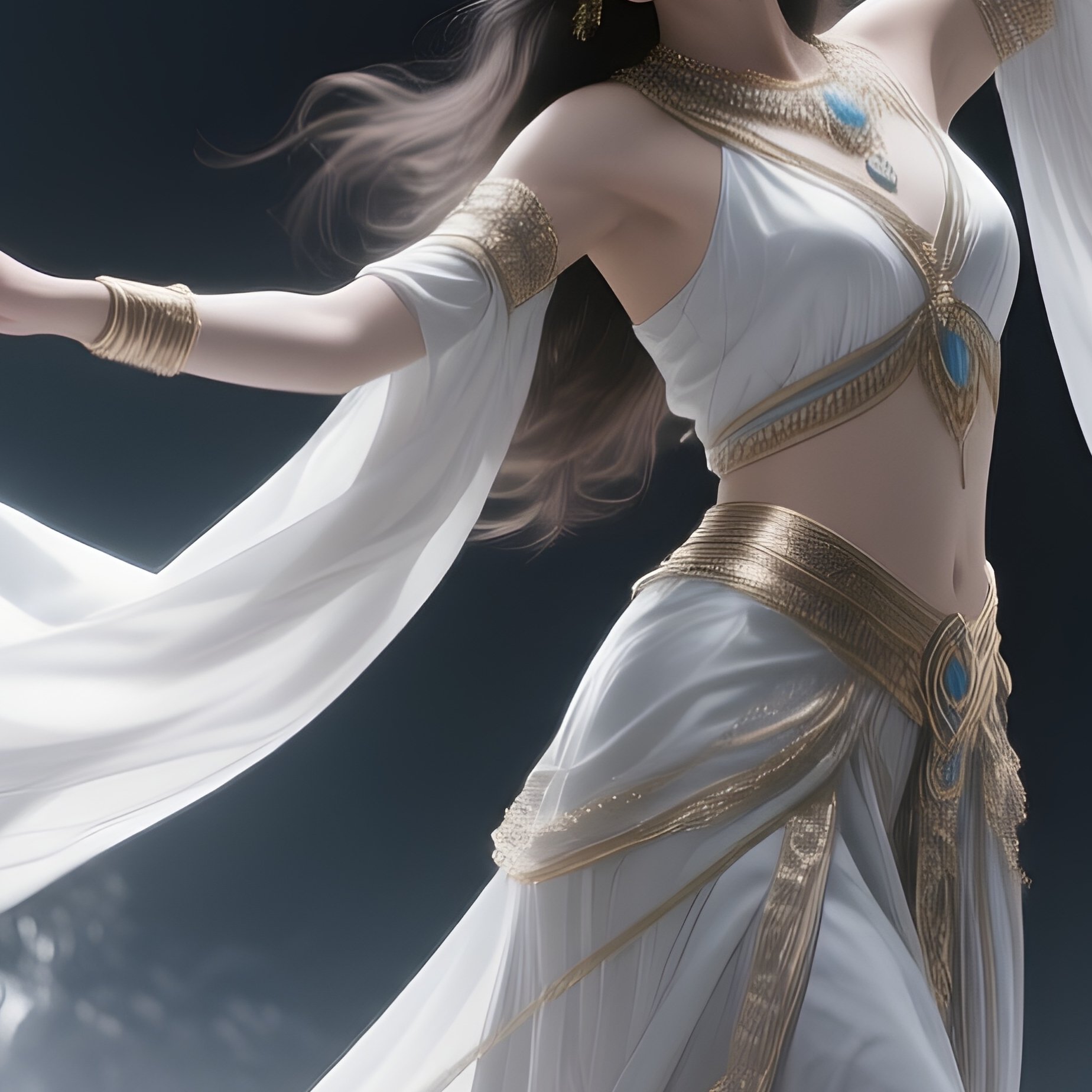 Photorealistic Image: A Lunar Priestess Dancing Inside Silver Moonlight. - Full Resolution Quality Preview