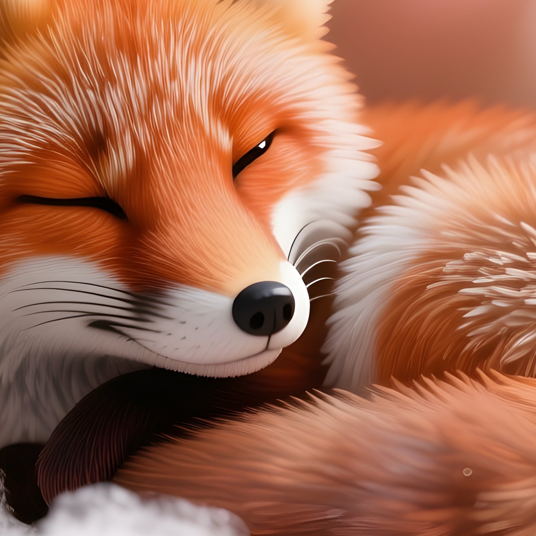 Photorealistic Image: A Miniature Fox Curled Inside A Cotton Candy Cloud. - Full Resolution Quality Preview