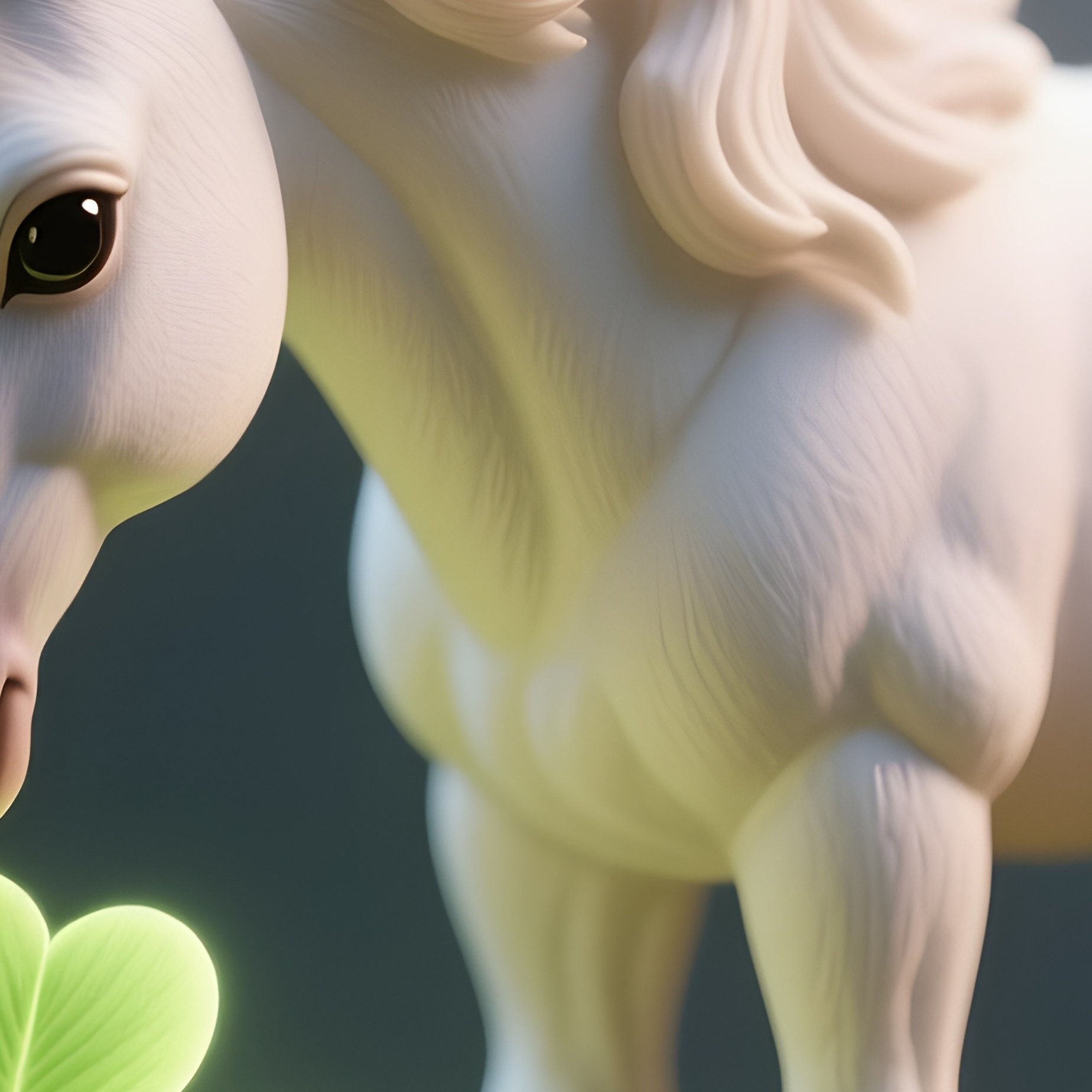 Photorealistic Image: A Miniature Pegasus Grazing On Glowing Clover. - Full Resolution Quality Preview