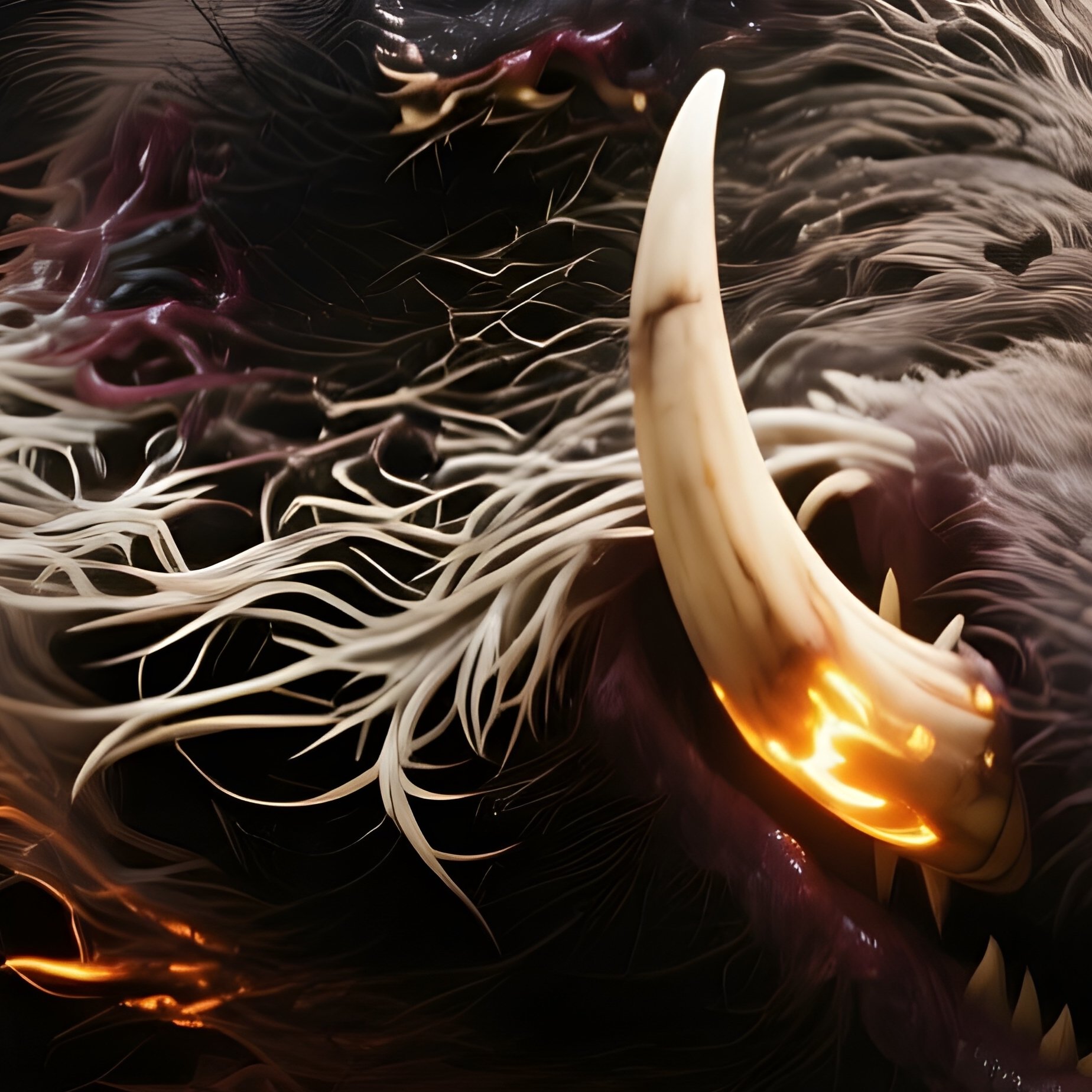 Photorealistic Image: A Monstrous Boar With Glowing Tusks. - Full Resolution Quality Preview