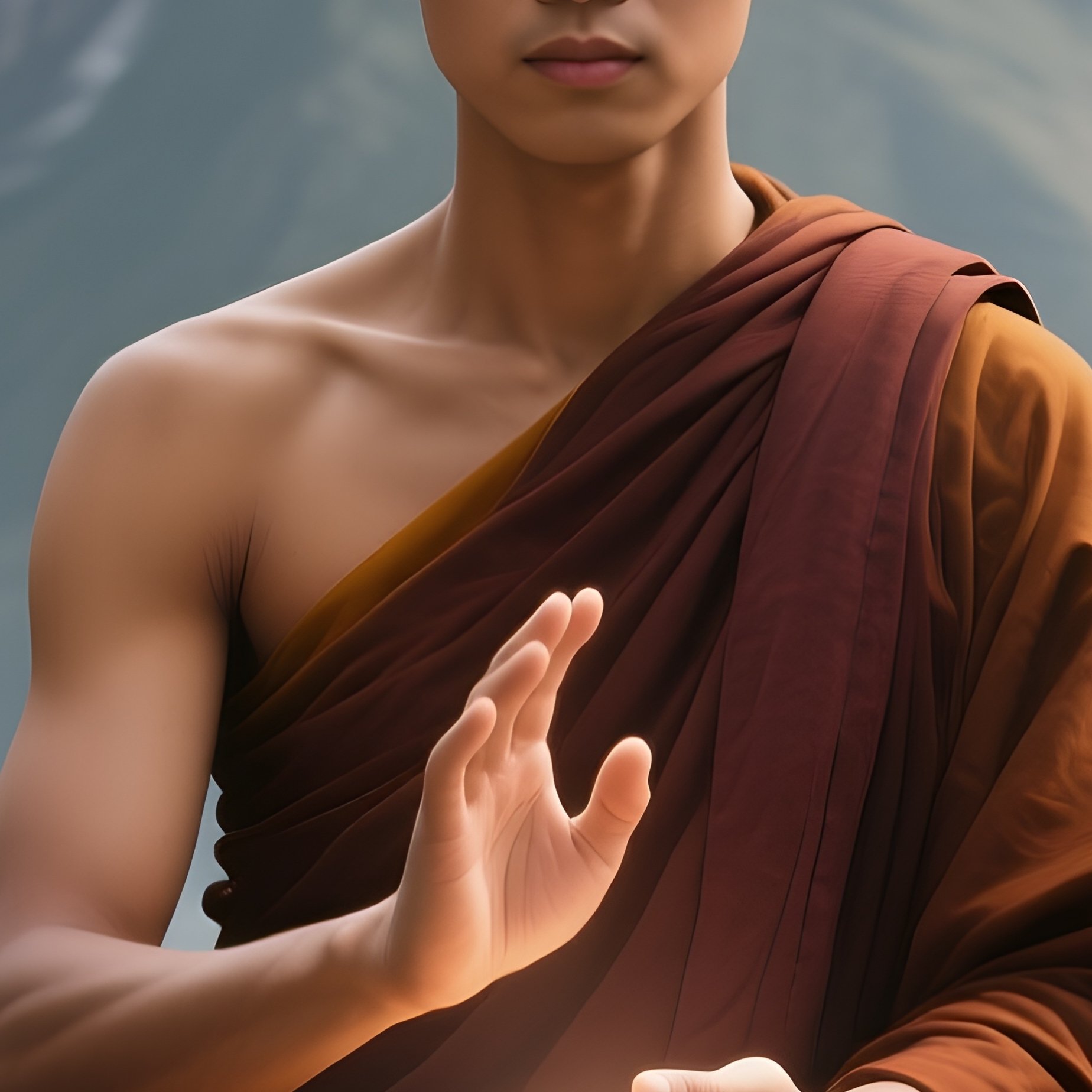 Photorealistic Image: A Mountain Monk Channeling Earth Energy. - Full Resolution Quality Preview
