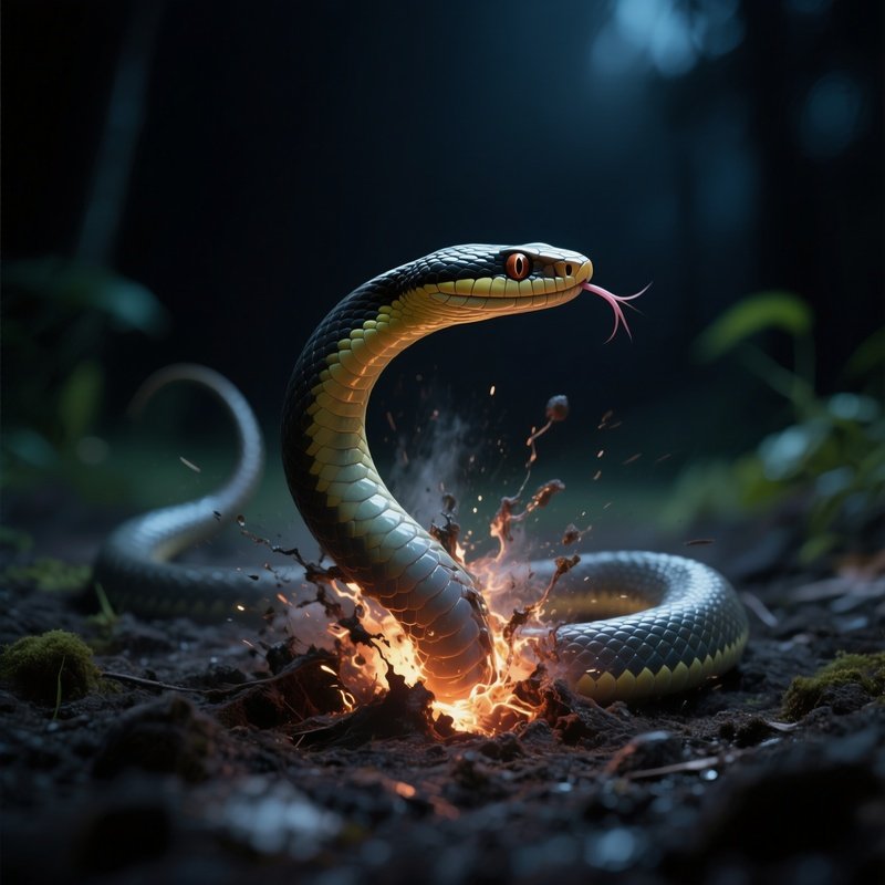 Photorealistic Image: A Nightcrawler Serpent Erupting From The Ground.