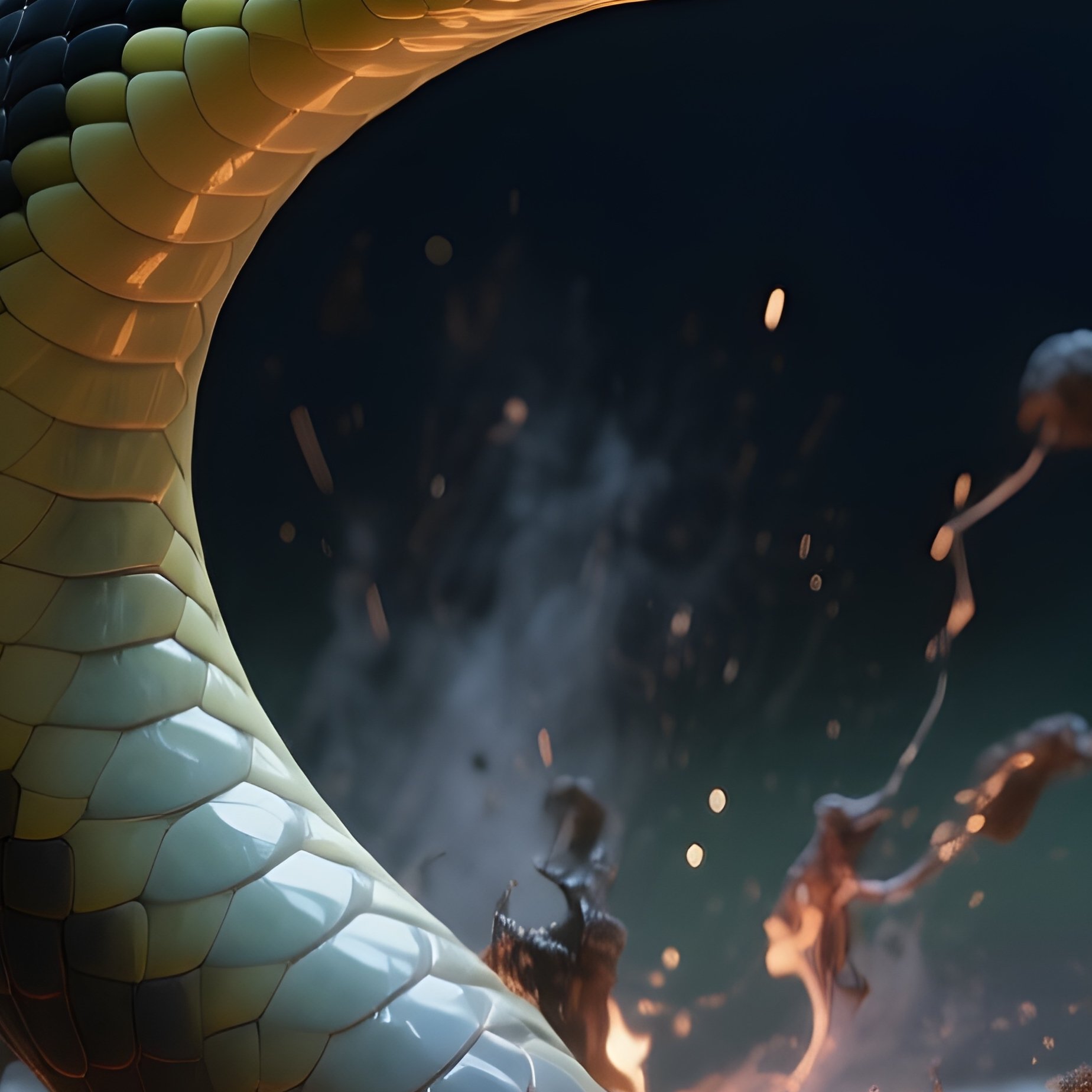 Photorealistic Image: A Nightcrawler Serpent Erupting From The Ground. - Full Resolution Quality Preview