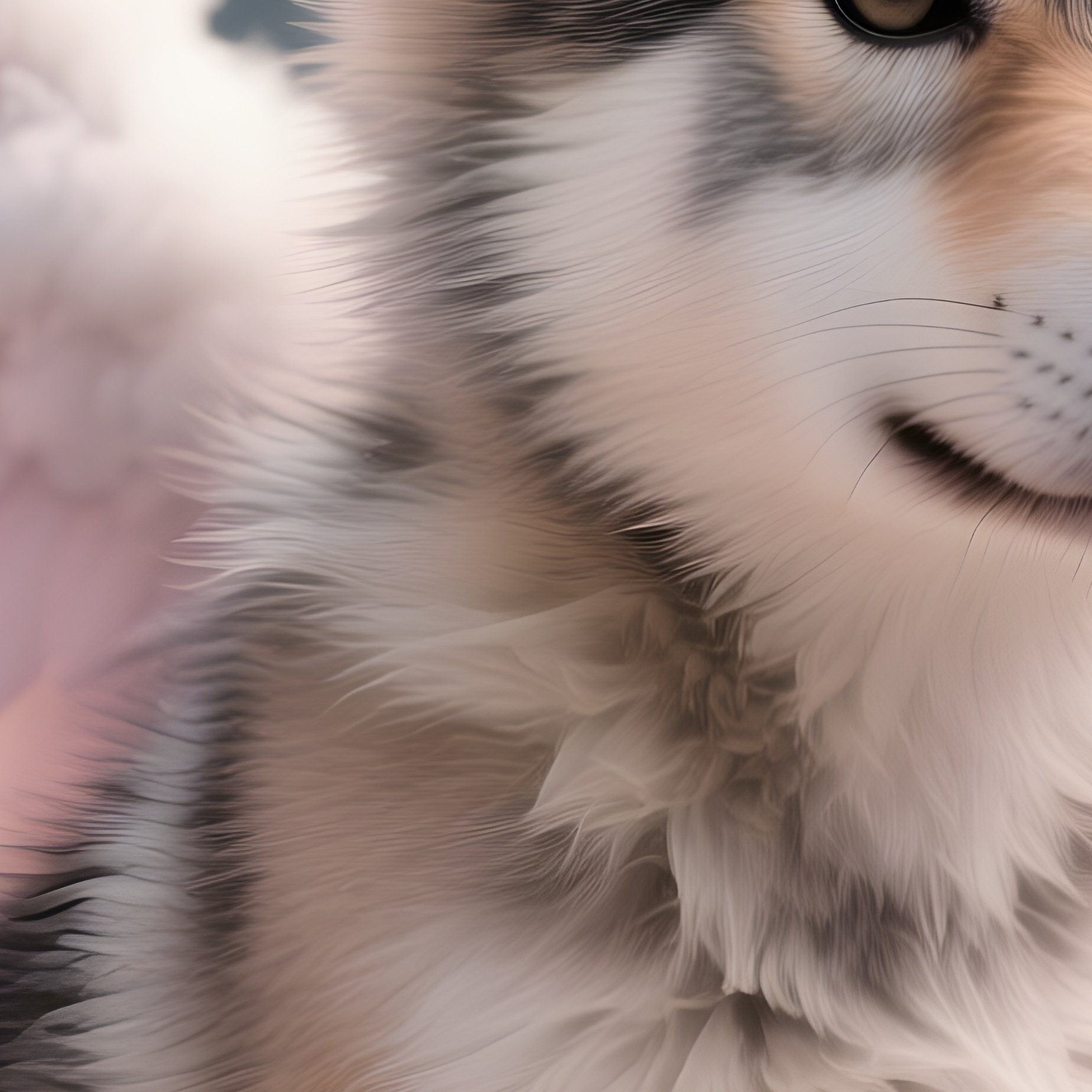 Photorealistic Image: A Pastel Wolf Pup With Cloud Wings. - Full Resolution Quality Preview