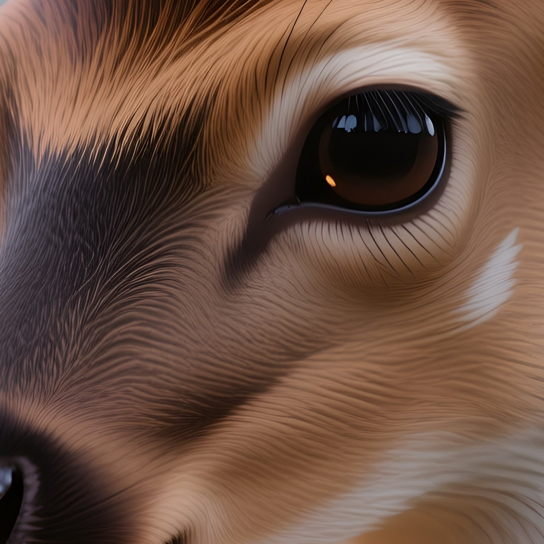 Photorealistic Image: A Petal Eared Fawn Nibbling On Luminous Flowers. - Full Resolution Quality Preview