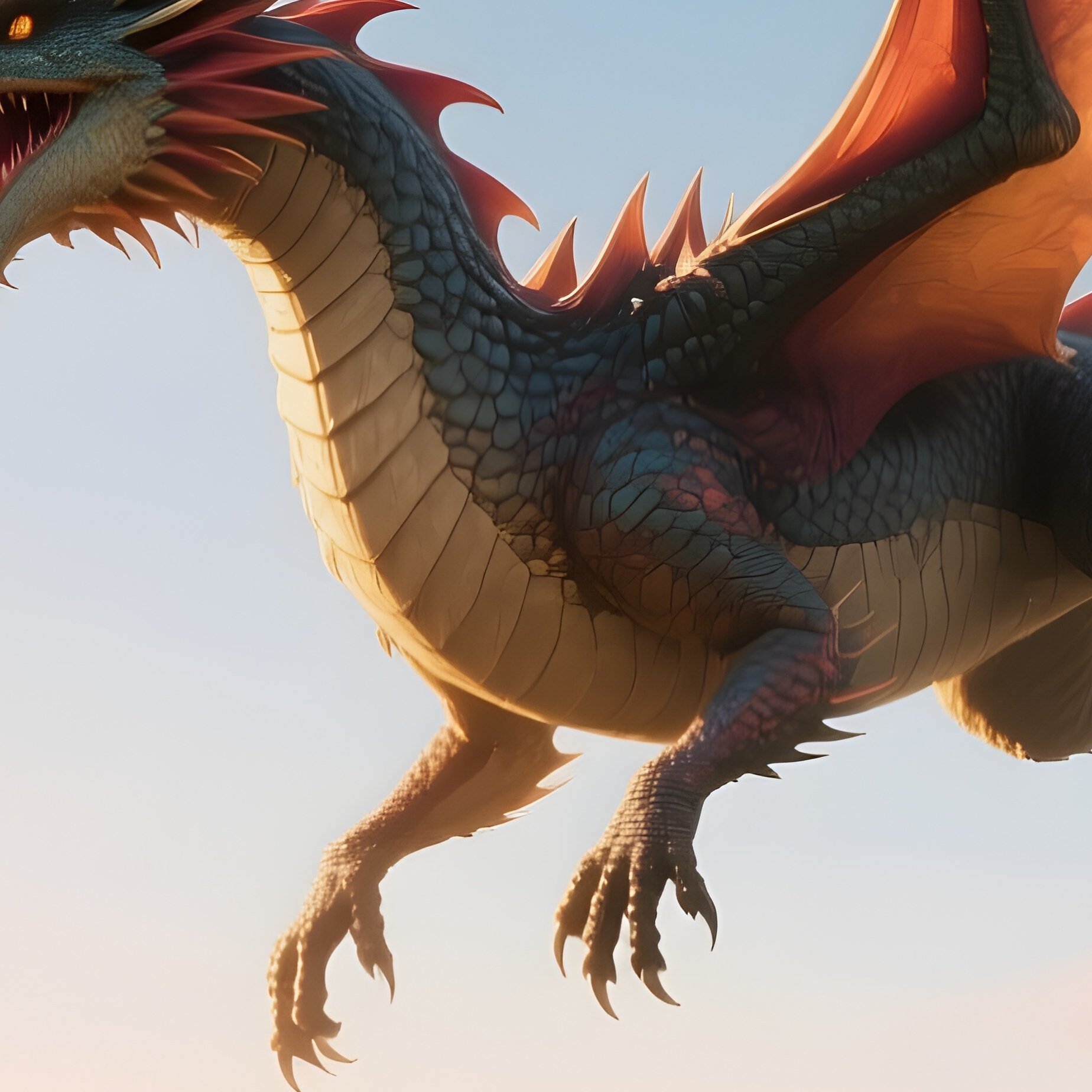 Photorealistic Image: A Radiant Rainbow Dragon Soaring Above Sunlit Peaks. - Full Resolution Quality Preview