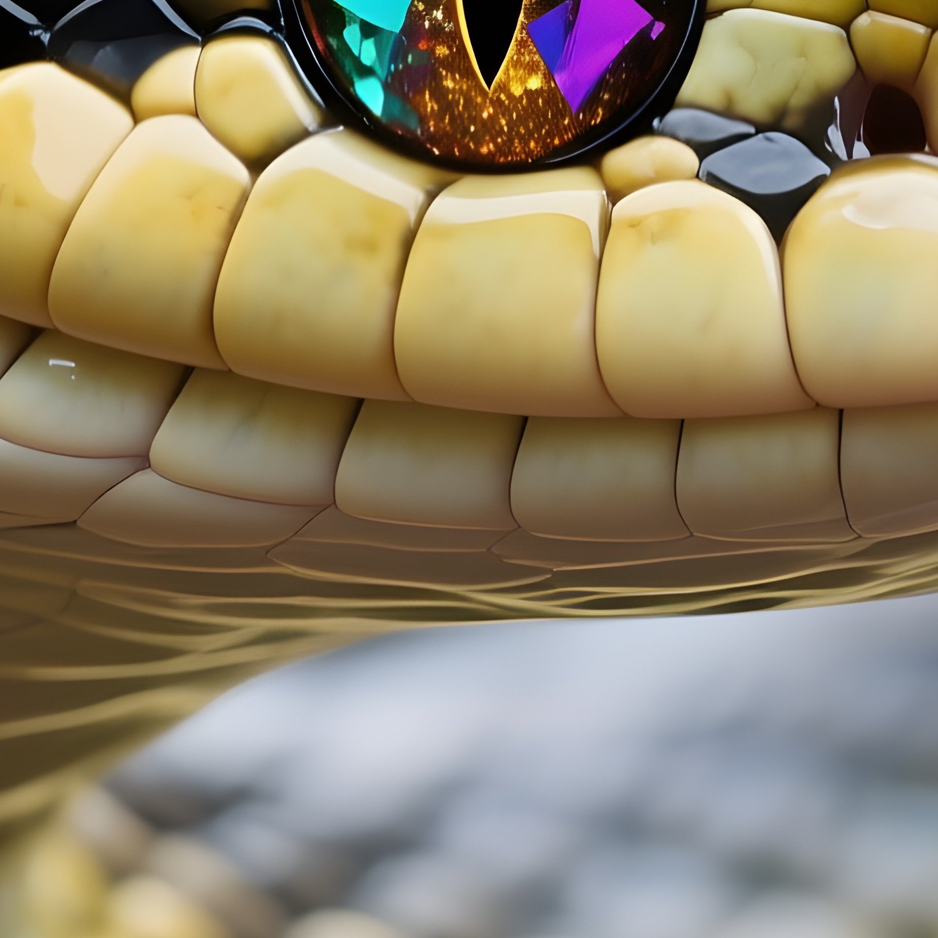 Photorealistic Image: A Rock Cobra With Gemstone Eyes. - Full Resolution Quality Preview