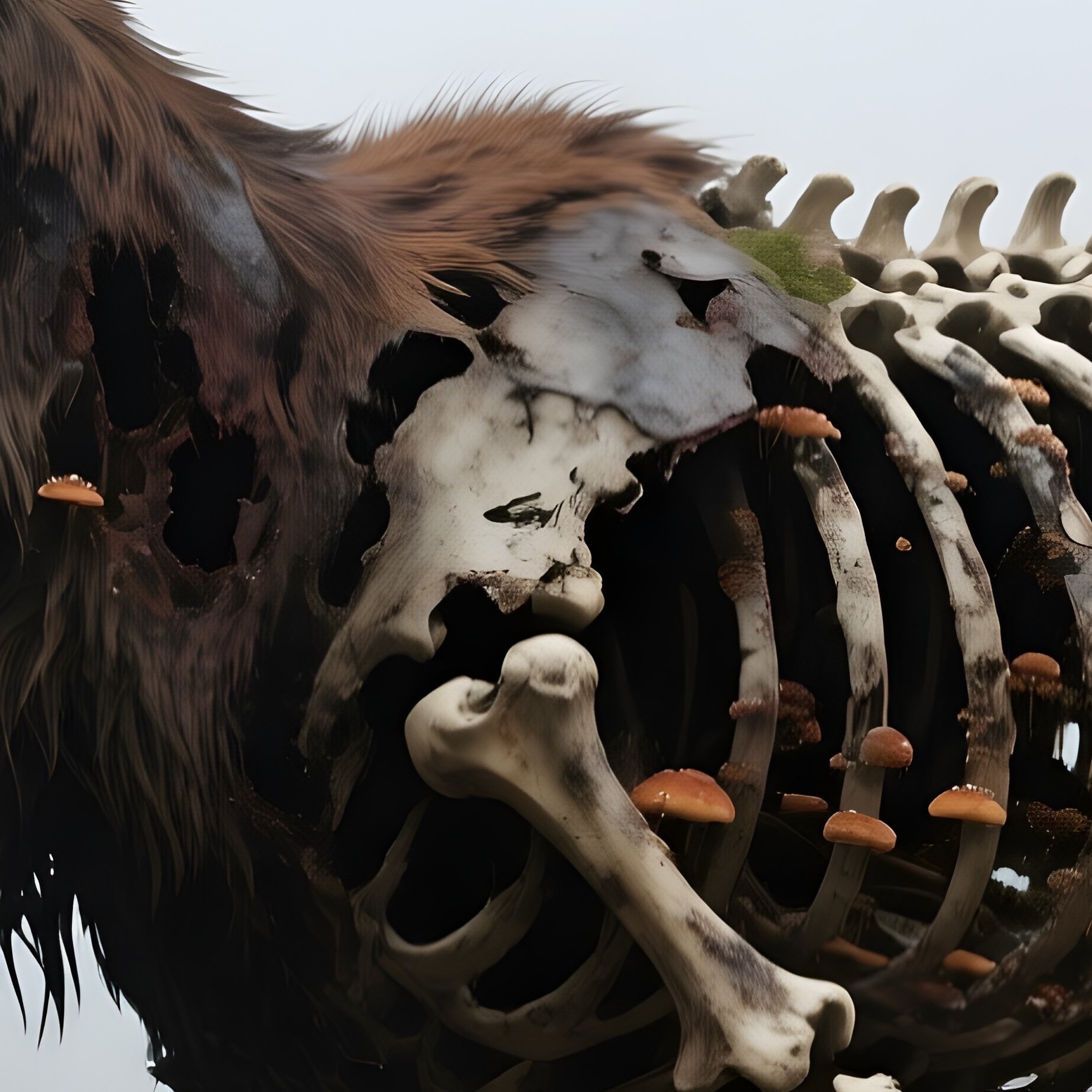 Photorealistic Image: A Rotten Stag With Nightmare Fungus Growing From Bones. - Full Resolution Quality Preview