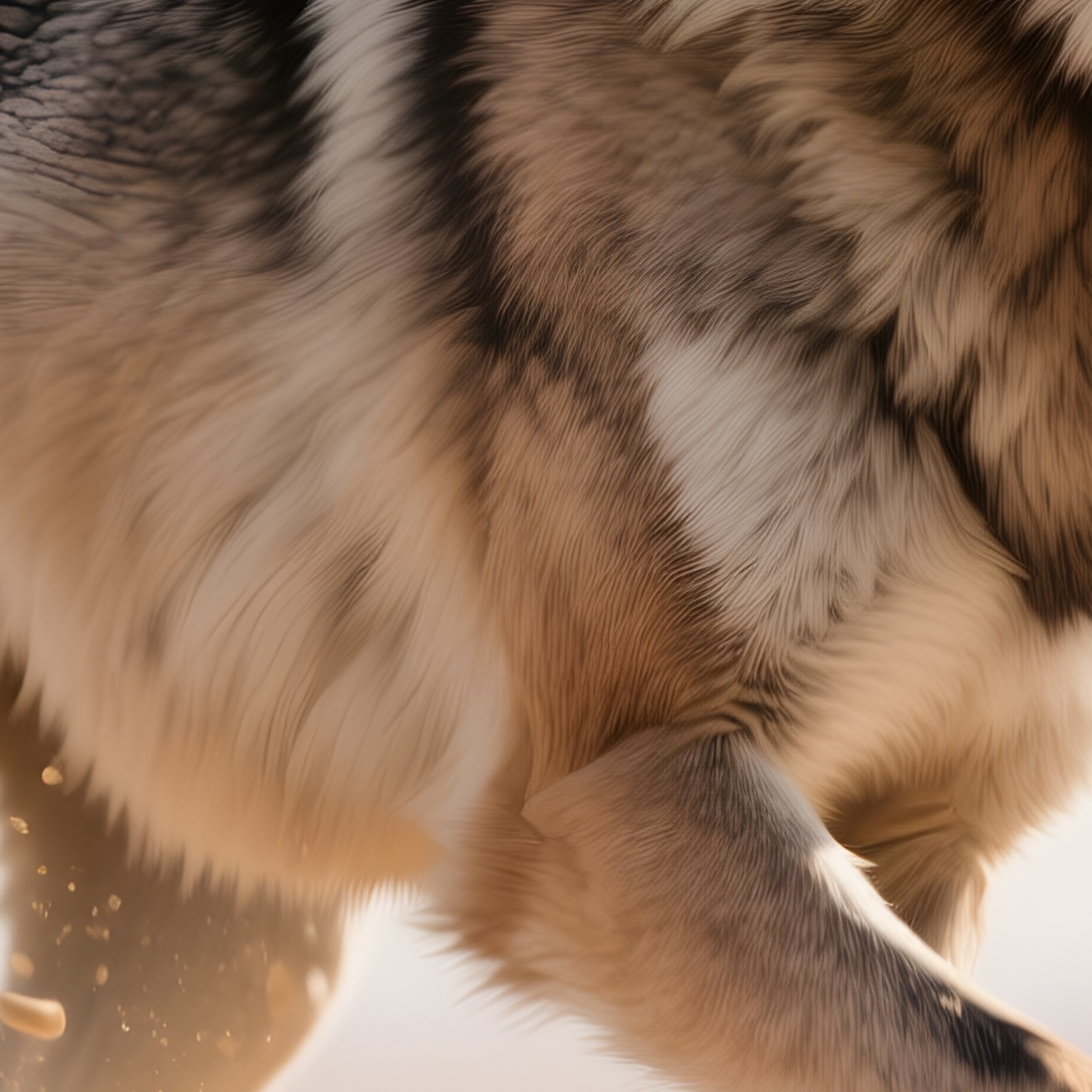 Photorealistic Image: A Sand Wolf Dissolving Into Grains Of Dust When Running. - Full Resolution Quality Preview