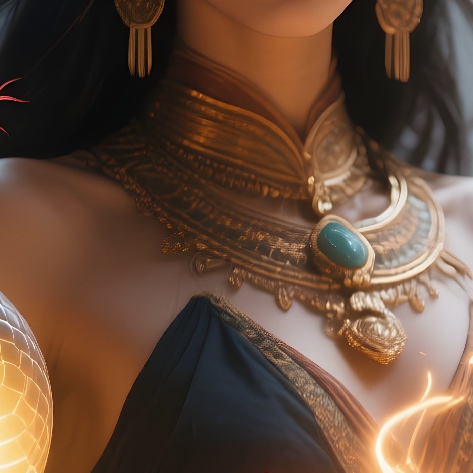 Photorealistic Image: A Serpent Priestess Summoning Luminous Snakes. - Full Resolution Quality Preview
