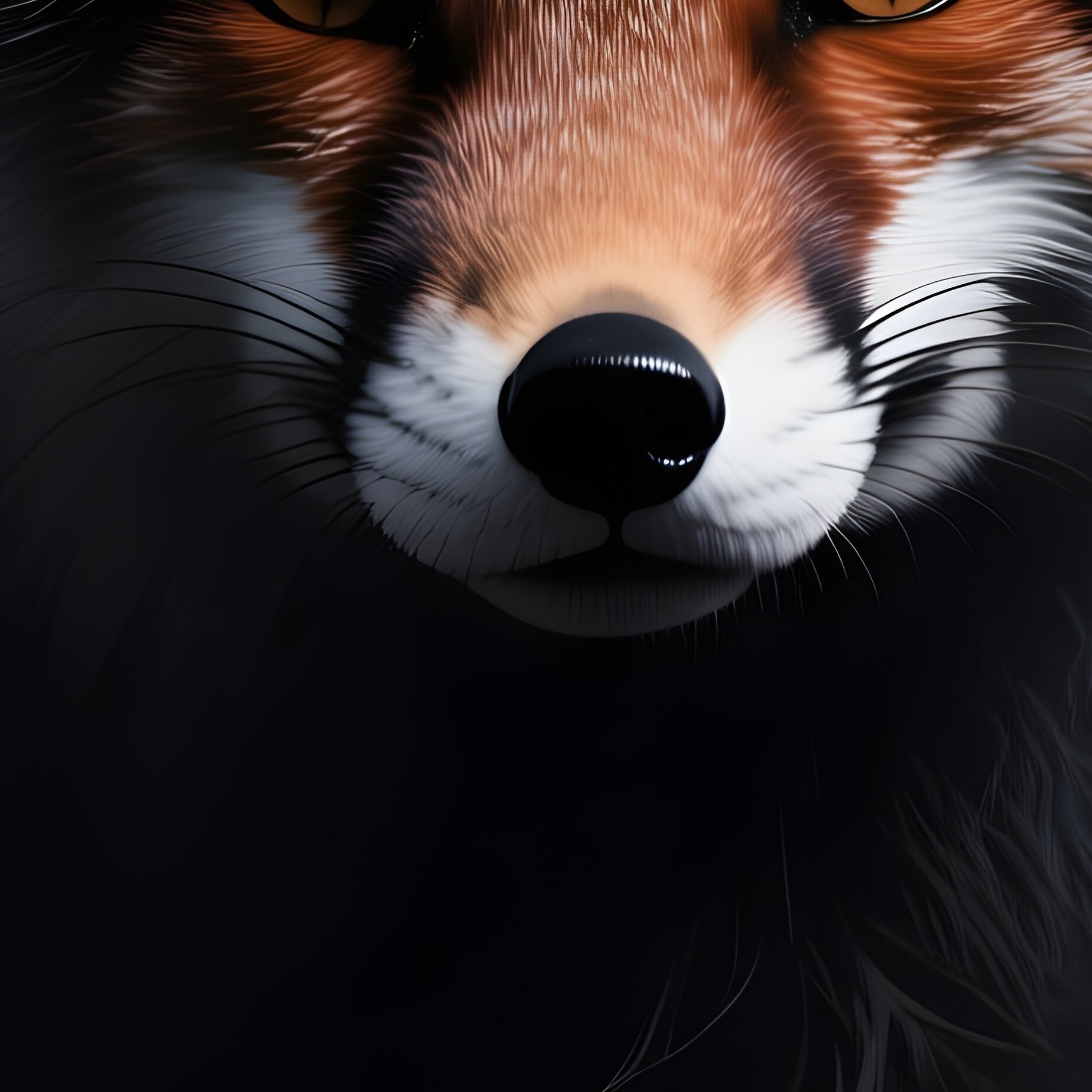 Photorealistic Image: A Shadow Fox With Ink Like Smoke Swirling Behind It. - Full Resolution Quality Preview