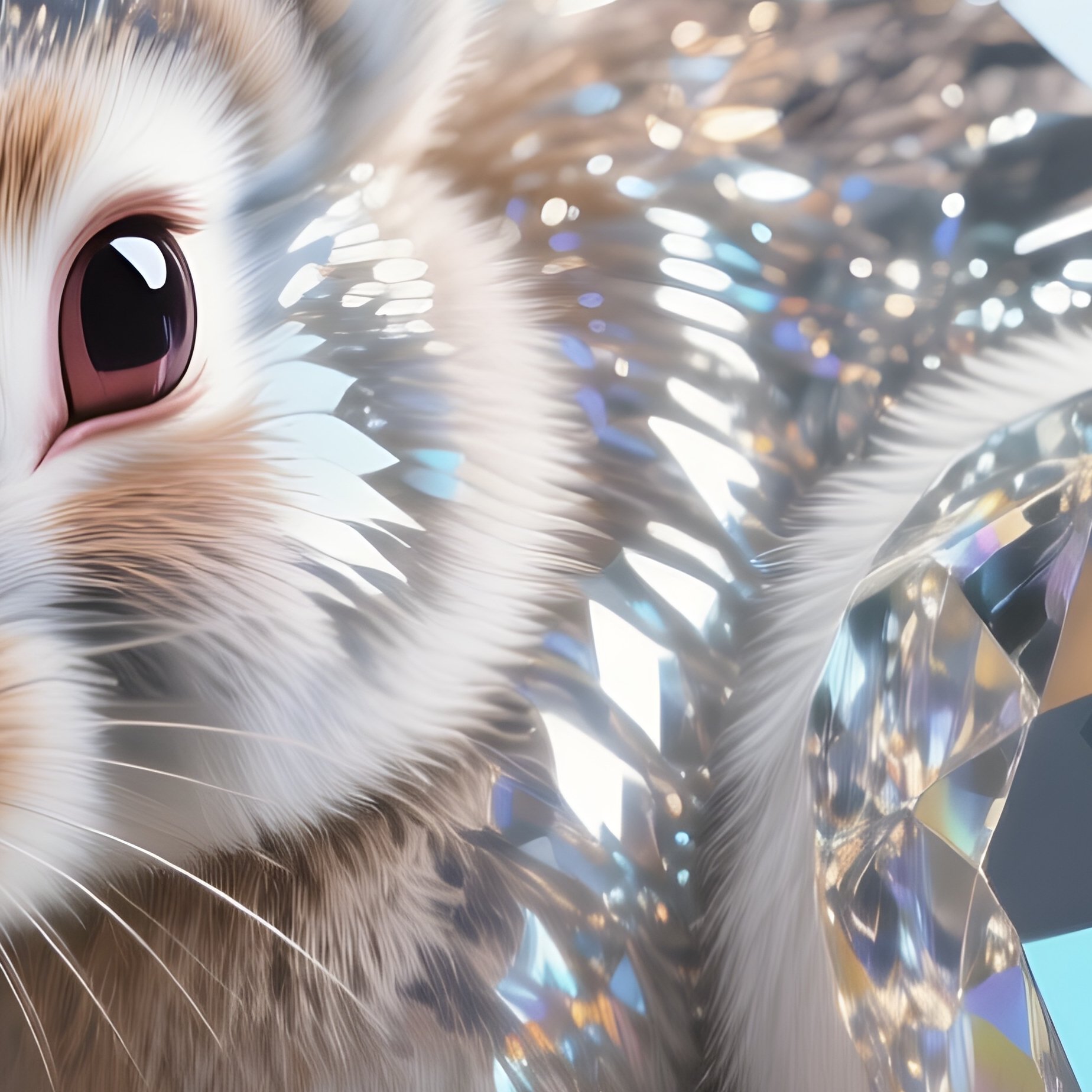 Photorealistic Image: A Shimmering Crystal Rabbit Curled In A Flower Nest. - Full Resolution Quality Preview