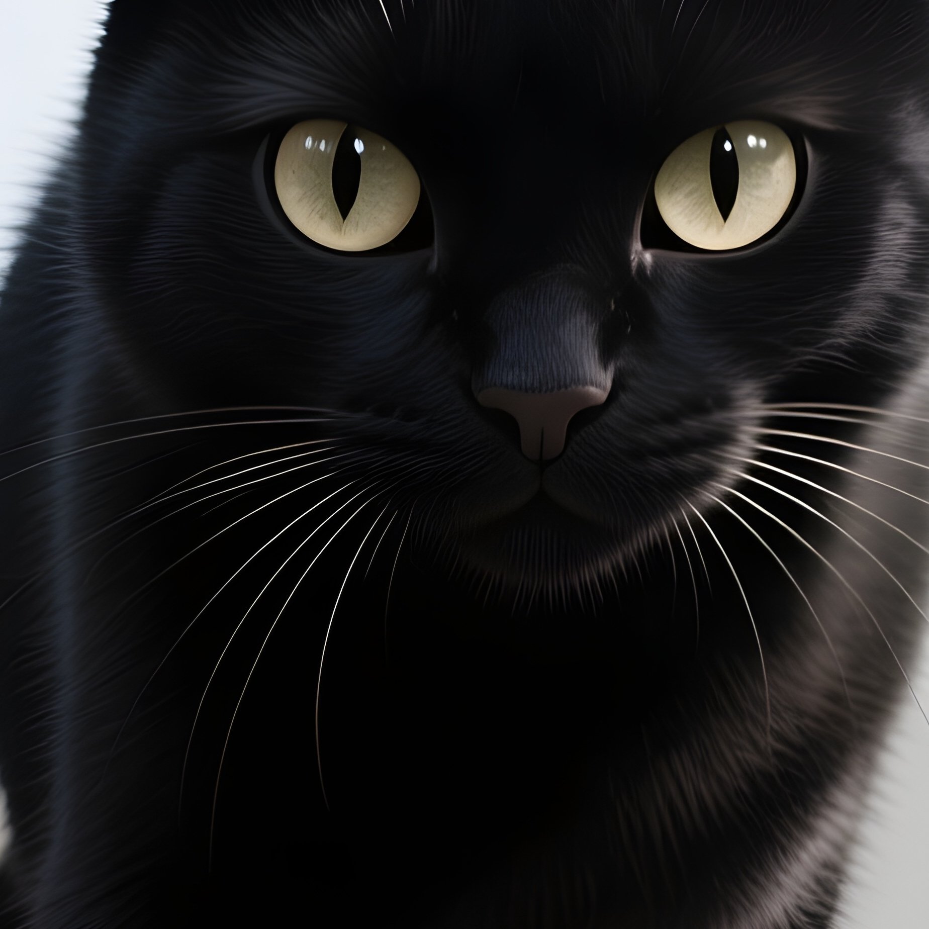 Photorealistic Image: A Six Eyed Shadow Cat Stalking Through Ruins. - Full Resolution Quality Preview