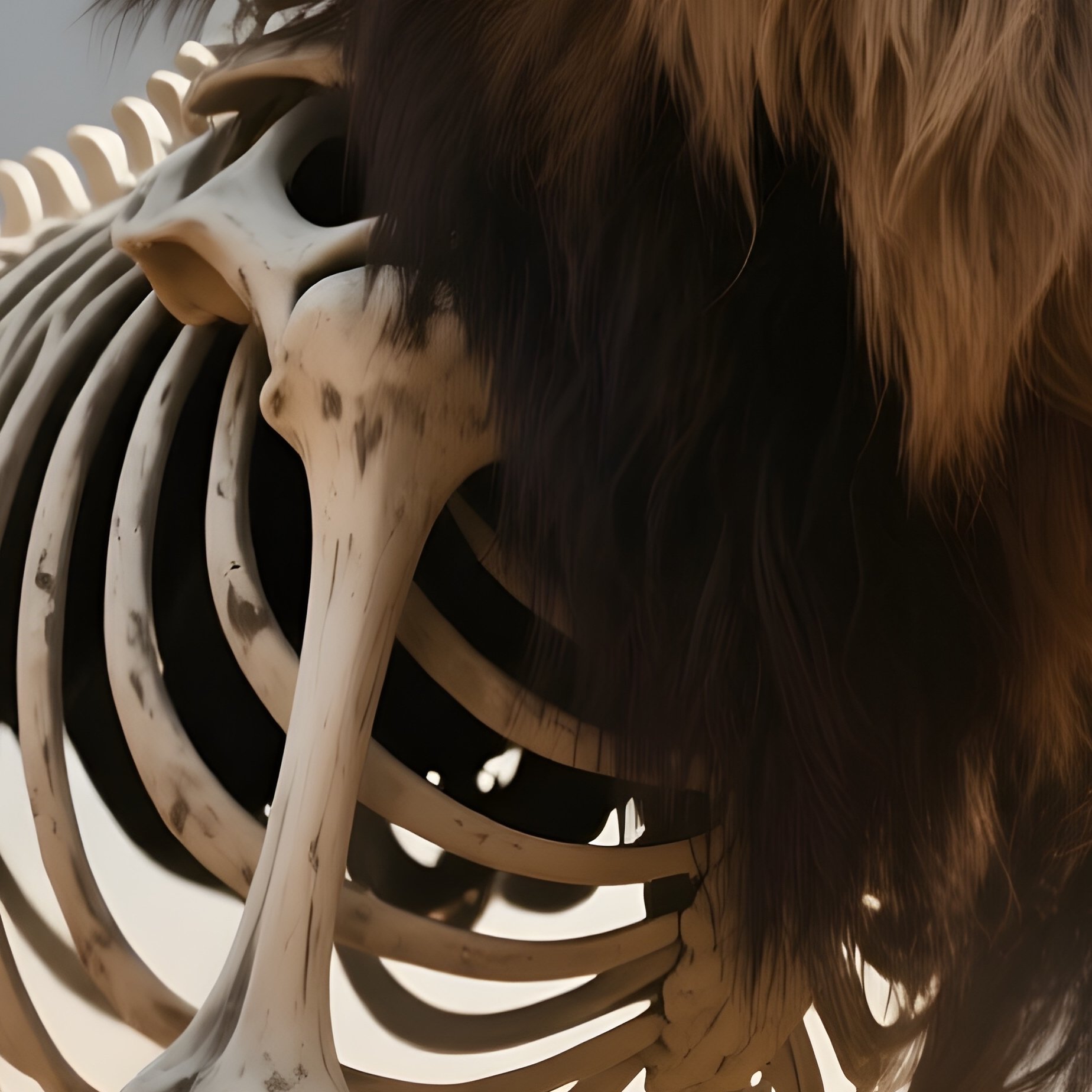 Photorealistic Image: A Skeletal Lion Roaring Dust Clouds. - Full Resolution Quality Preview