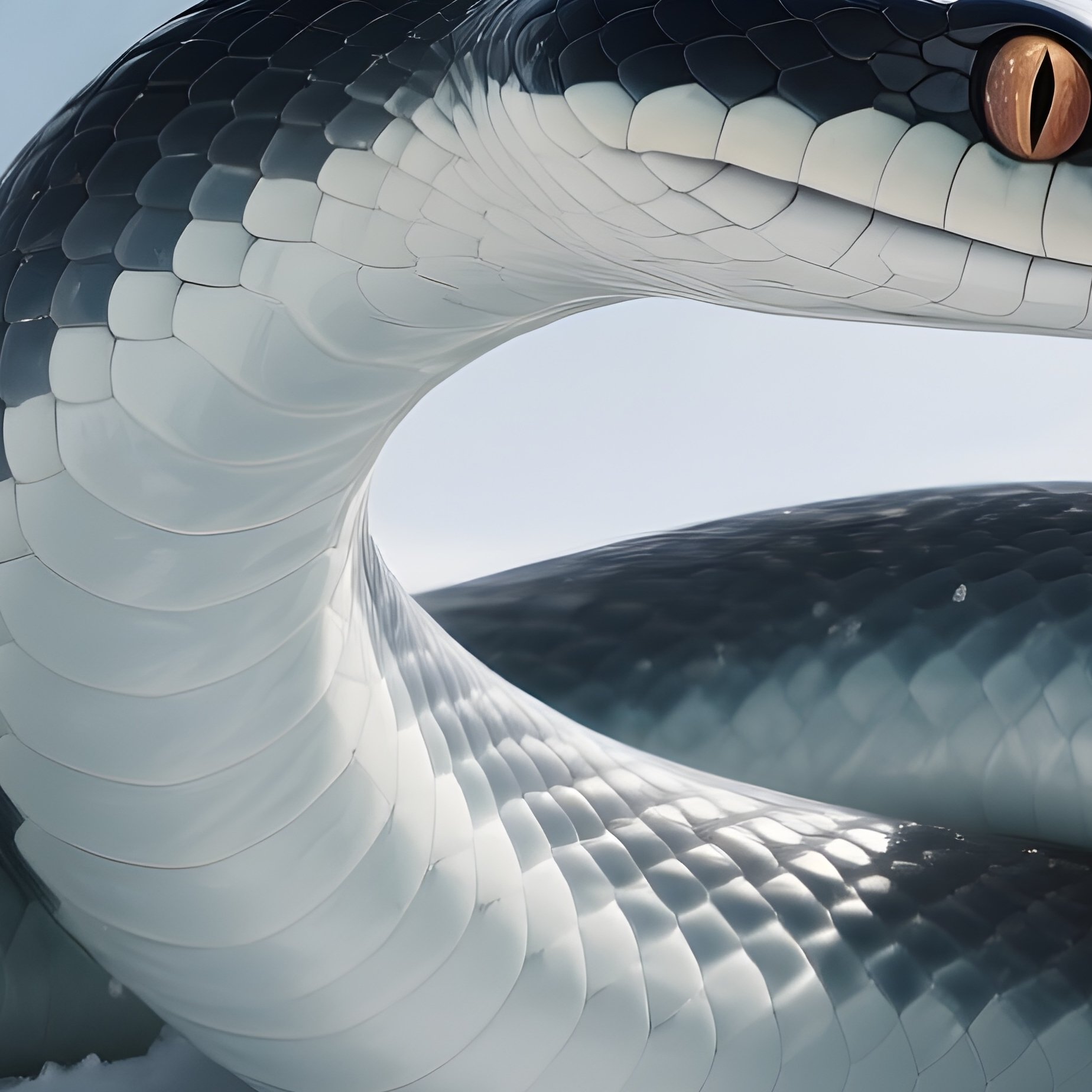 Photorealistic Image: A Snow Serpent Coiled Around A Glacier Peak. - Full Resolution Quality Preview