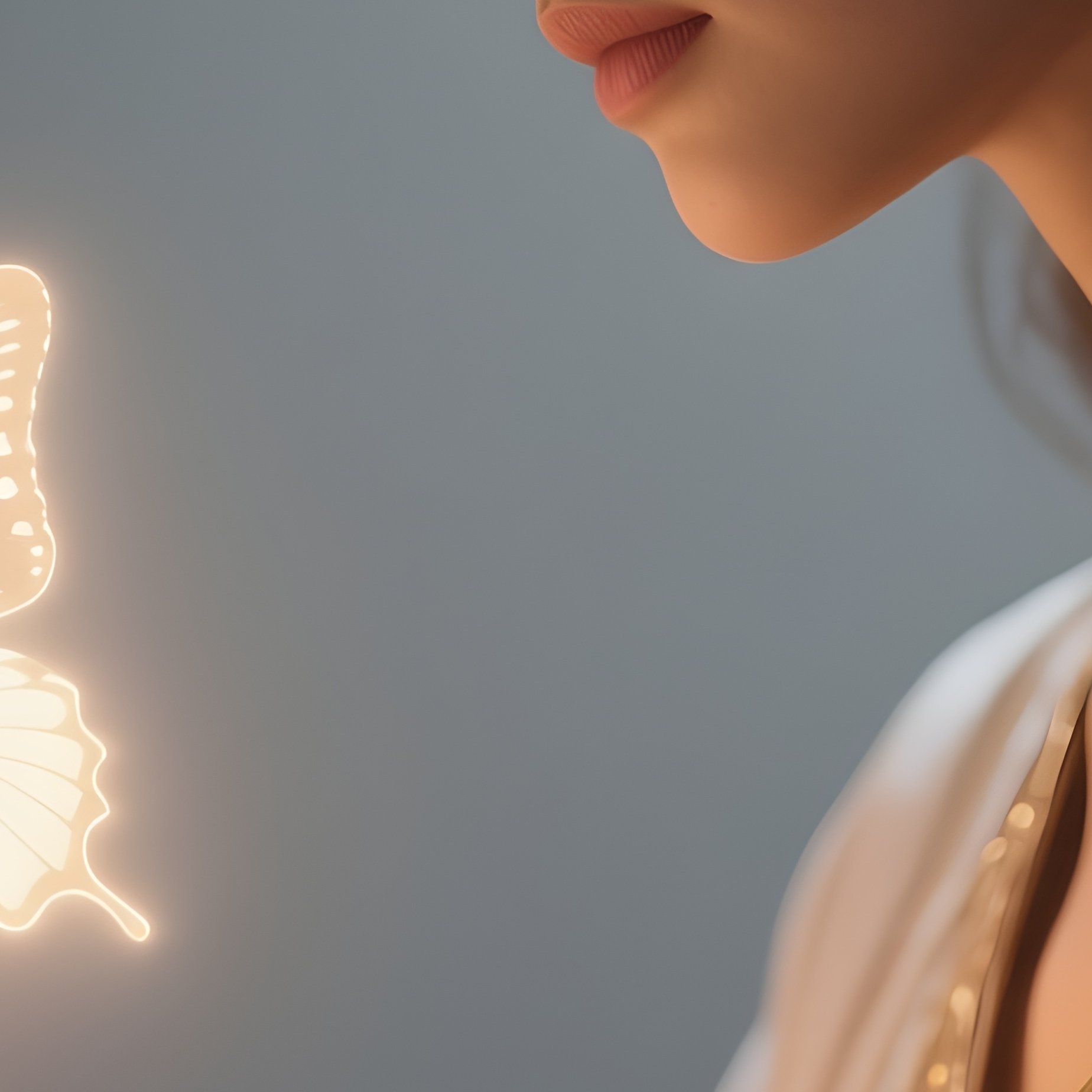 Photorealistic Image: A Soul Healer Touching Glowing Spirit Butterflies. - Full Resolution Quality Preview