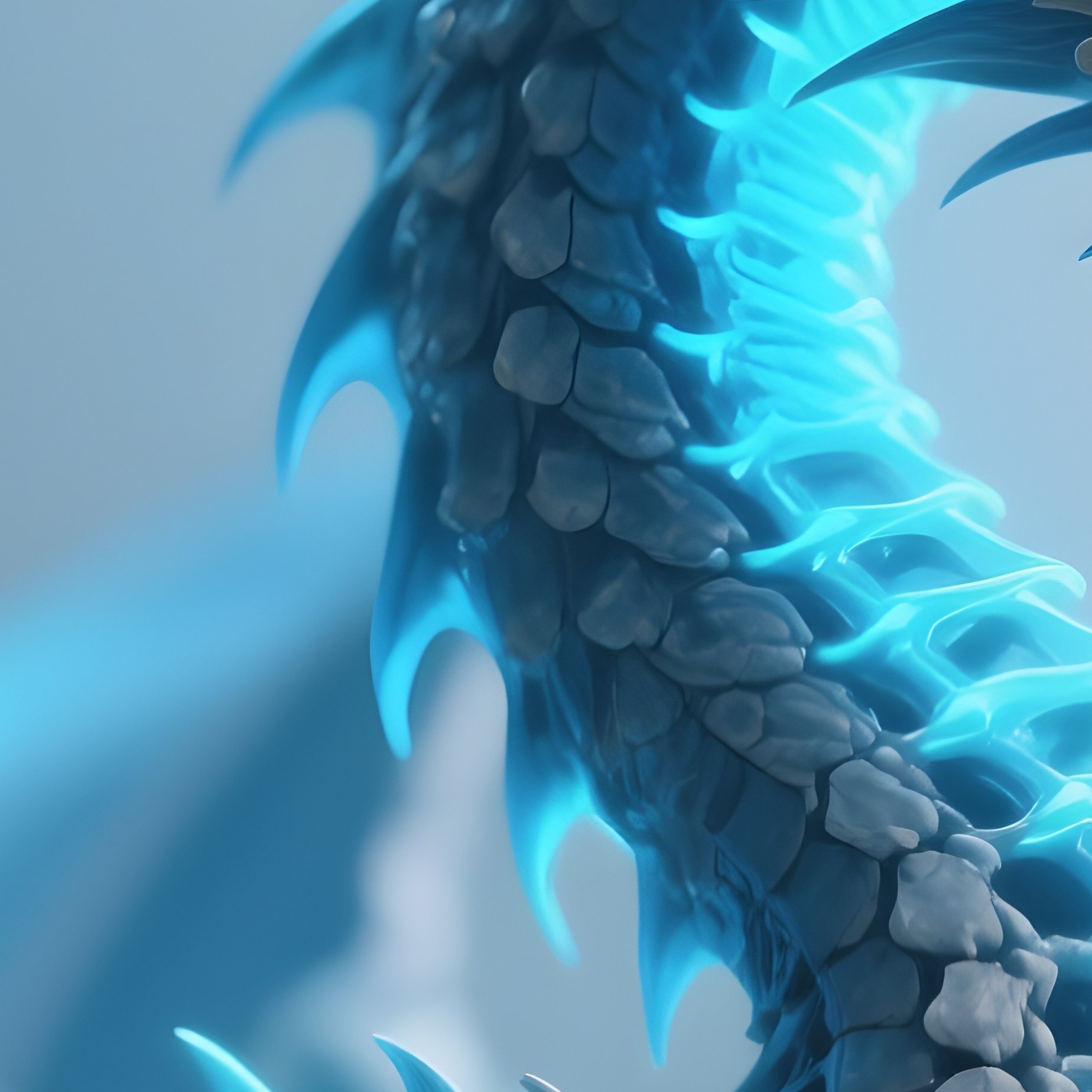 Photorealistic Image: A Spectral Dragon Whose Bones Glow Faint Blue. - Full Resolution Quality Preview
