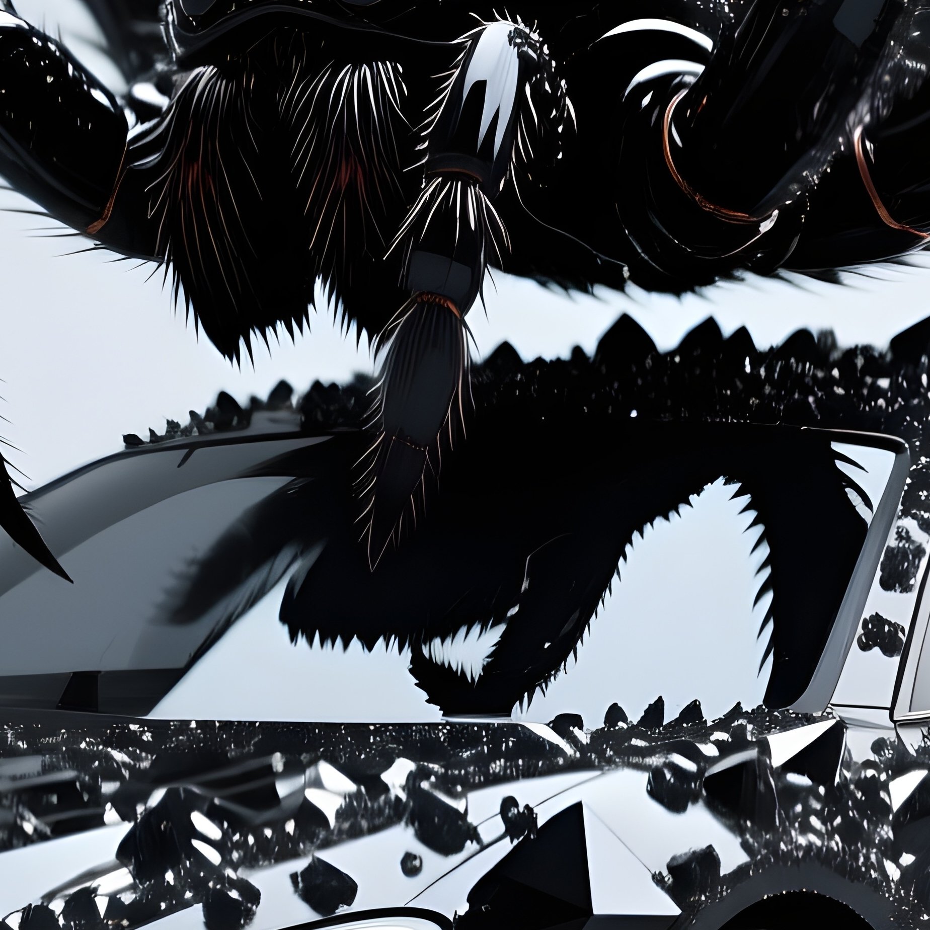 Photorealistic Image: A Spider The Size Of A Car Covered In Black Crystals. - Full Resolution Quality Preview