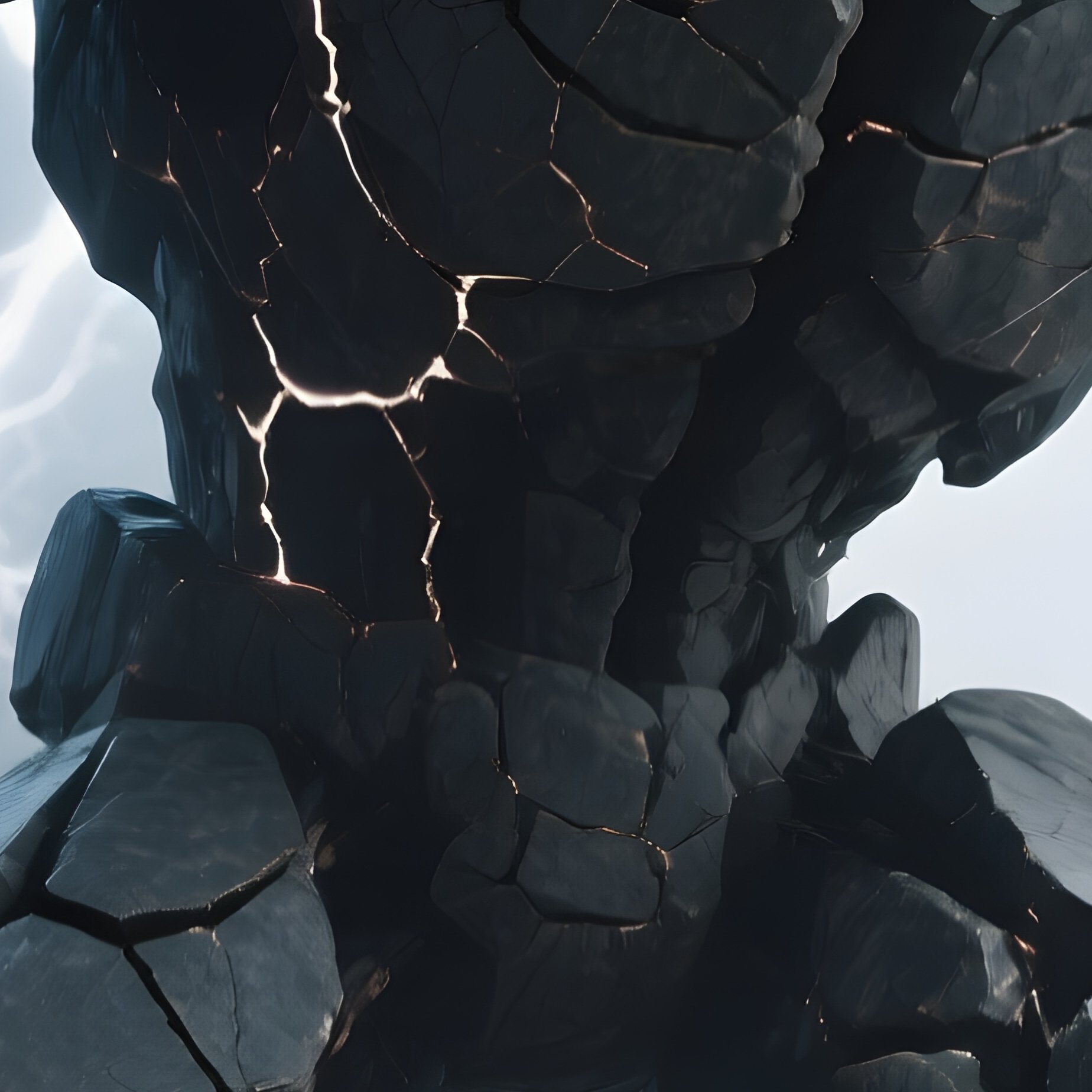 Photorealistic Image: A Storm Golem Made Of Cracked Thunderstone. - Full Resolution Quality Preview