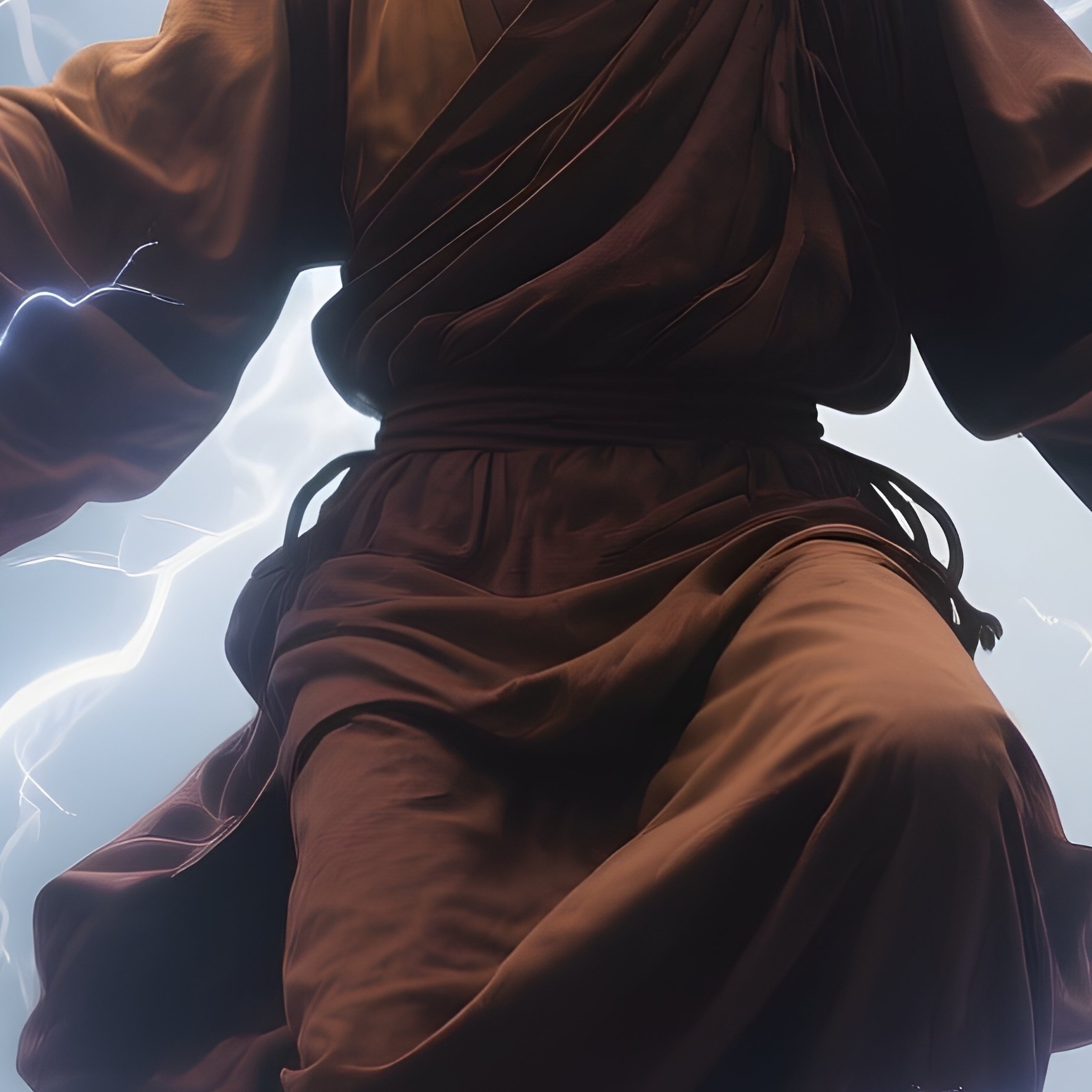 Photorealistic Image: A Storm Monk Levitating With Lightning Swirling Around Them. - Full Resolution Quality Preview