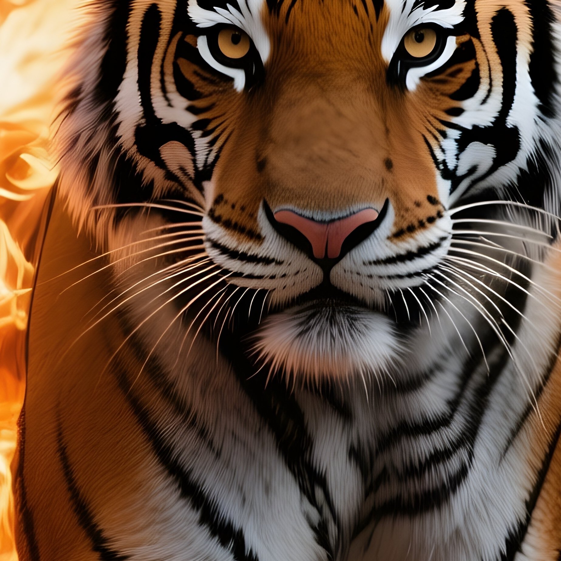 Photorealistic Image: A Storm Tiger Burning With Swirling Thunderclouds. - Full Resolution Quality Preview